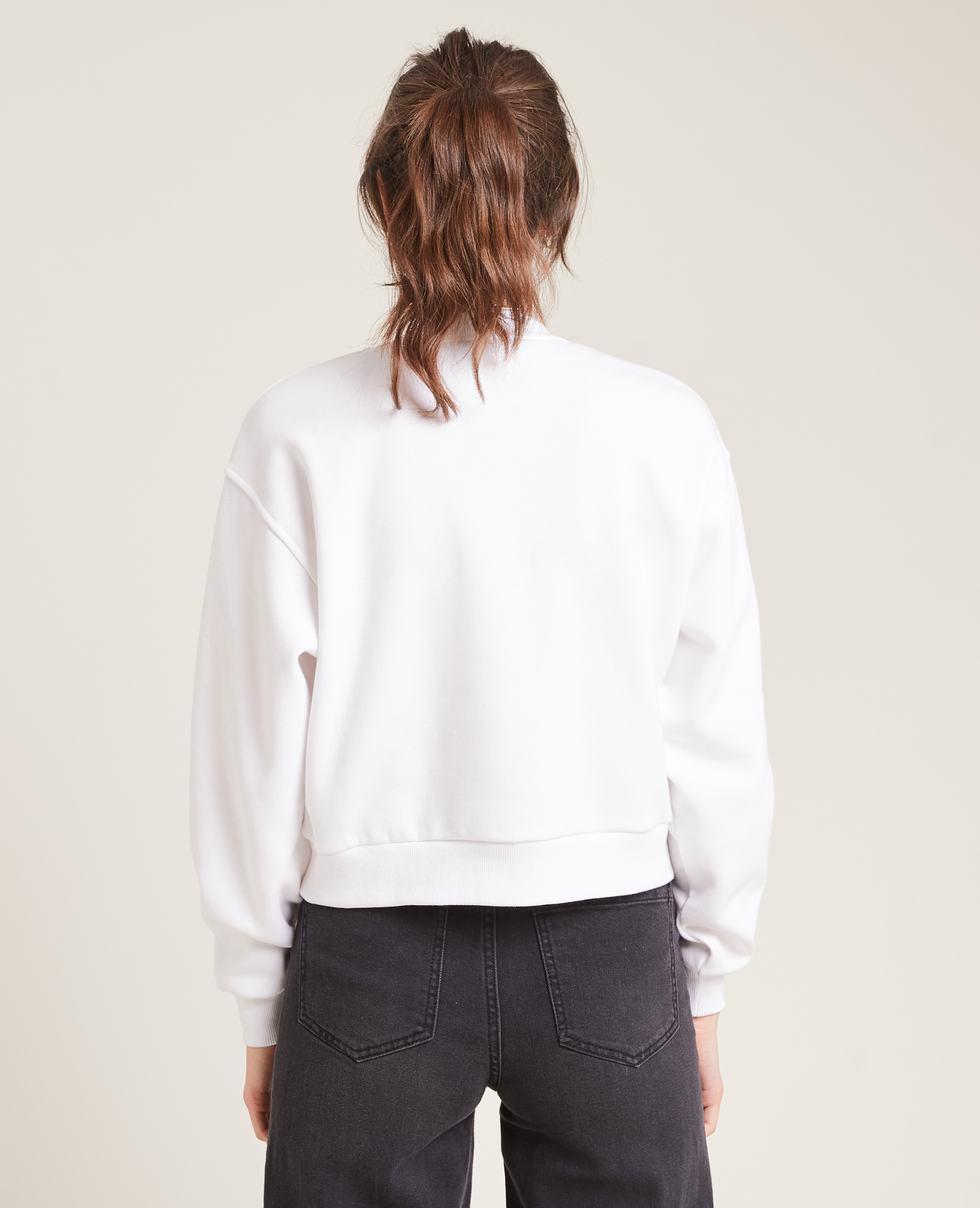Sweat court en molleton blanc - Pimkie