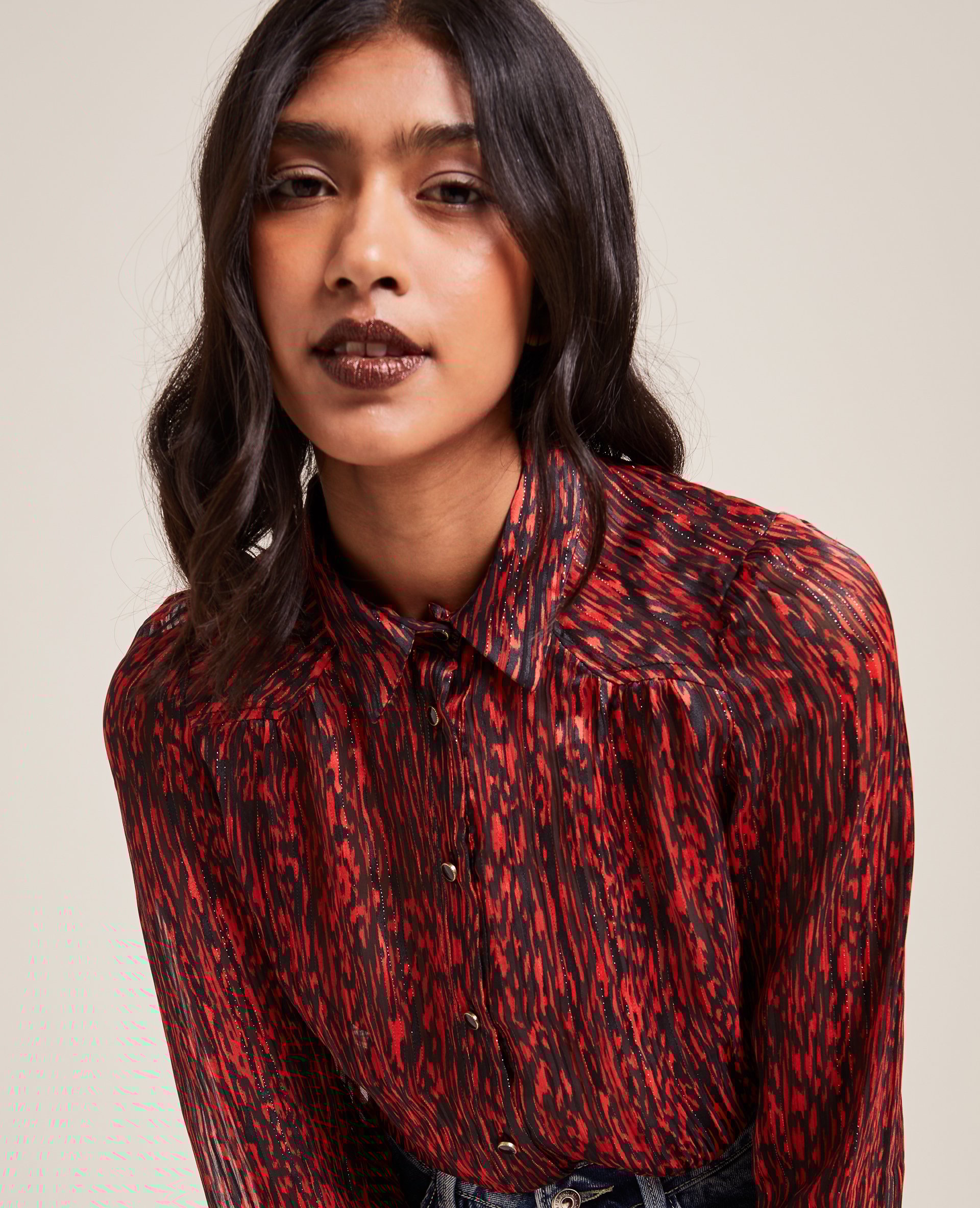 Chemise à fronces rouge - Pimkie