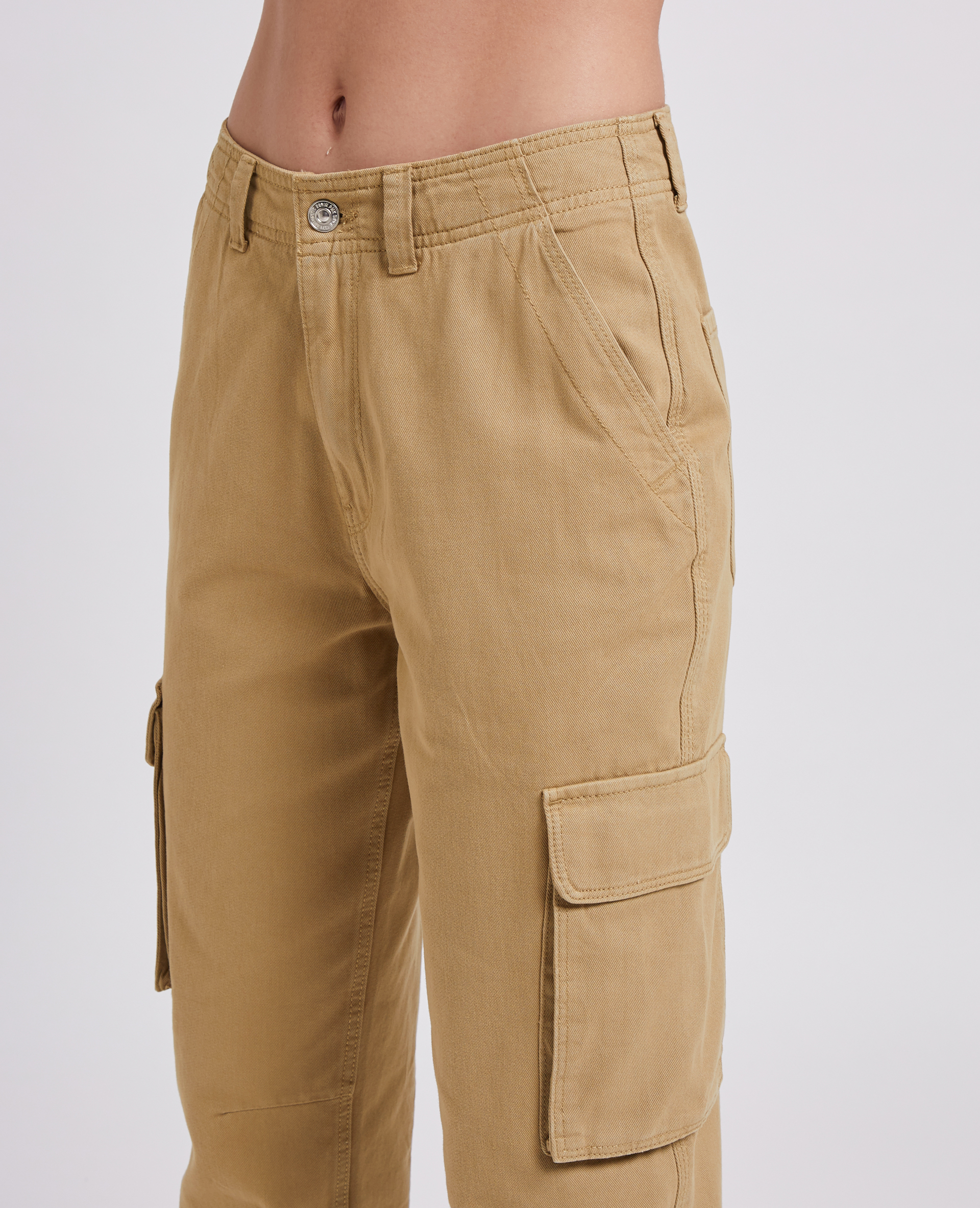 Pantalon droit cargo taille haute camel - Pimkie