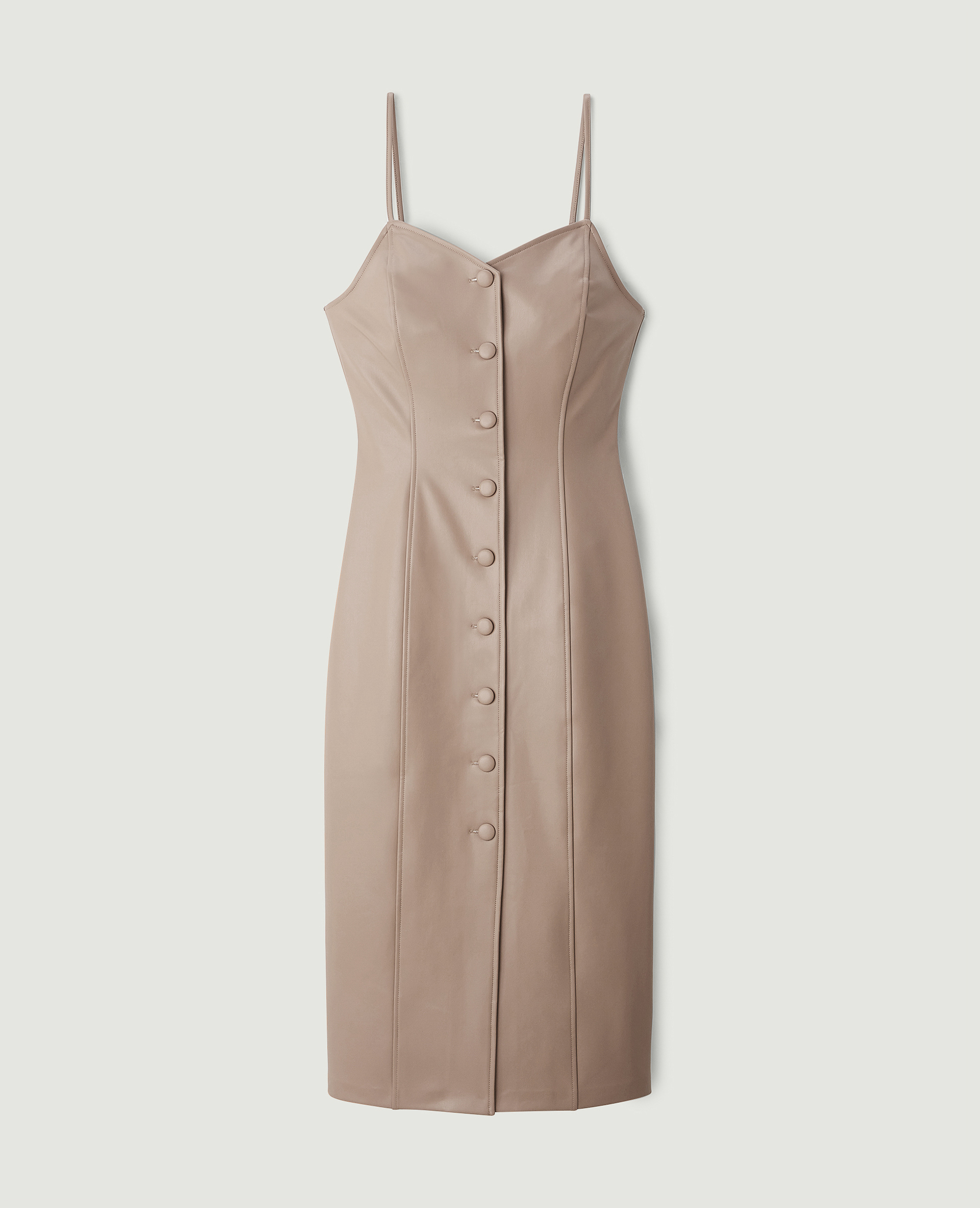 Robe longue boutonnée en simili cuir marron - Pimkie