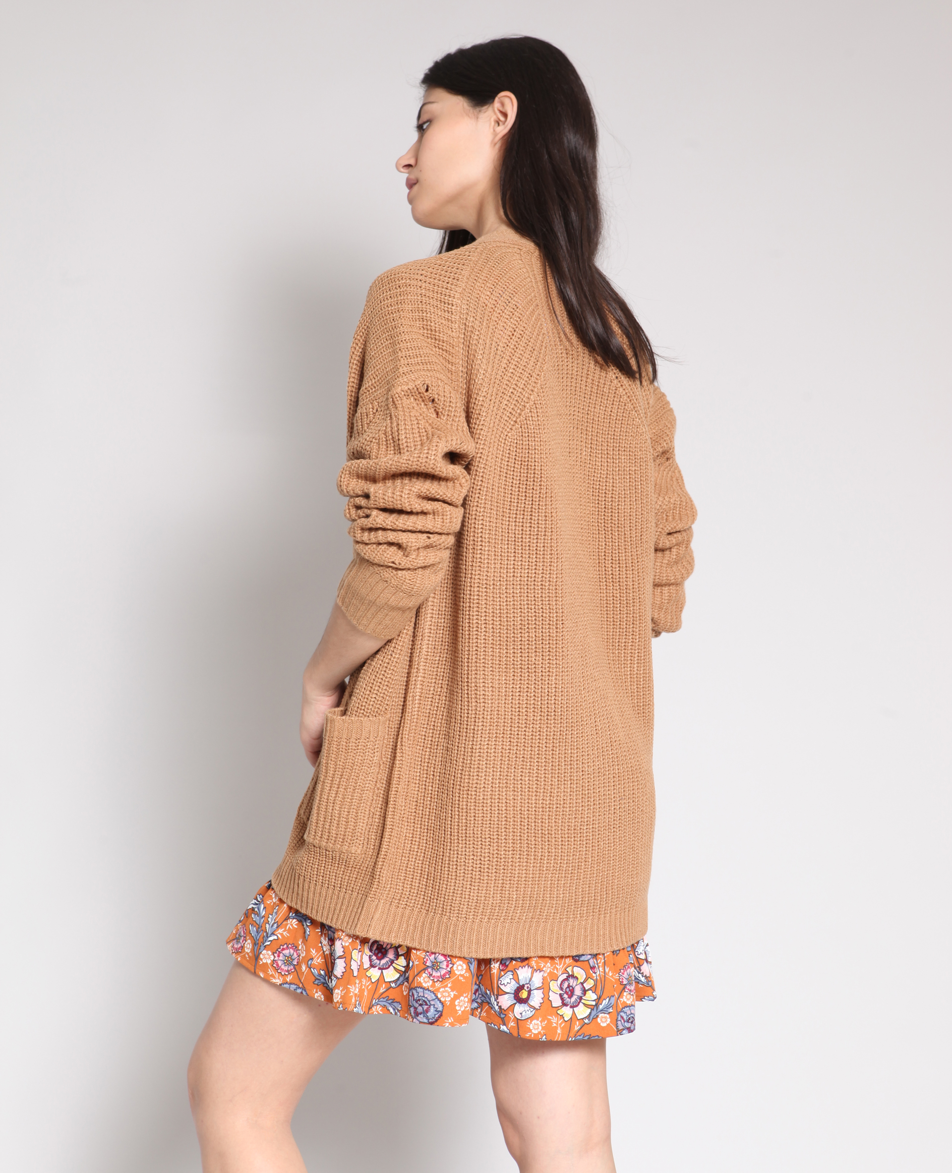 Gilet mi-long beige sable - Pimkie