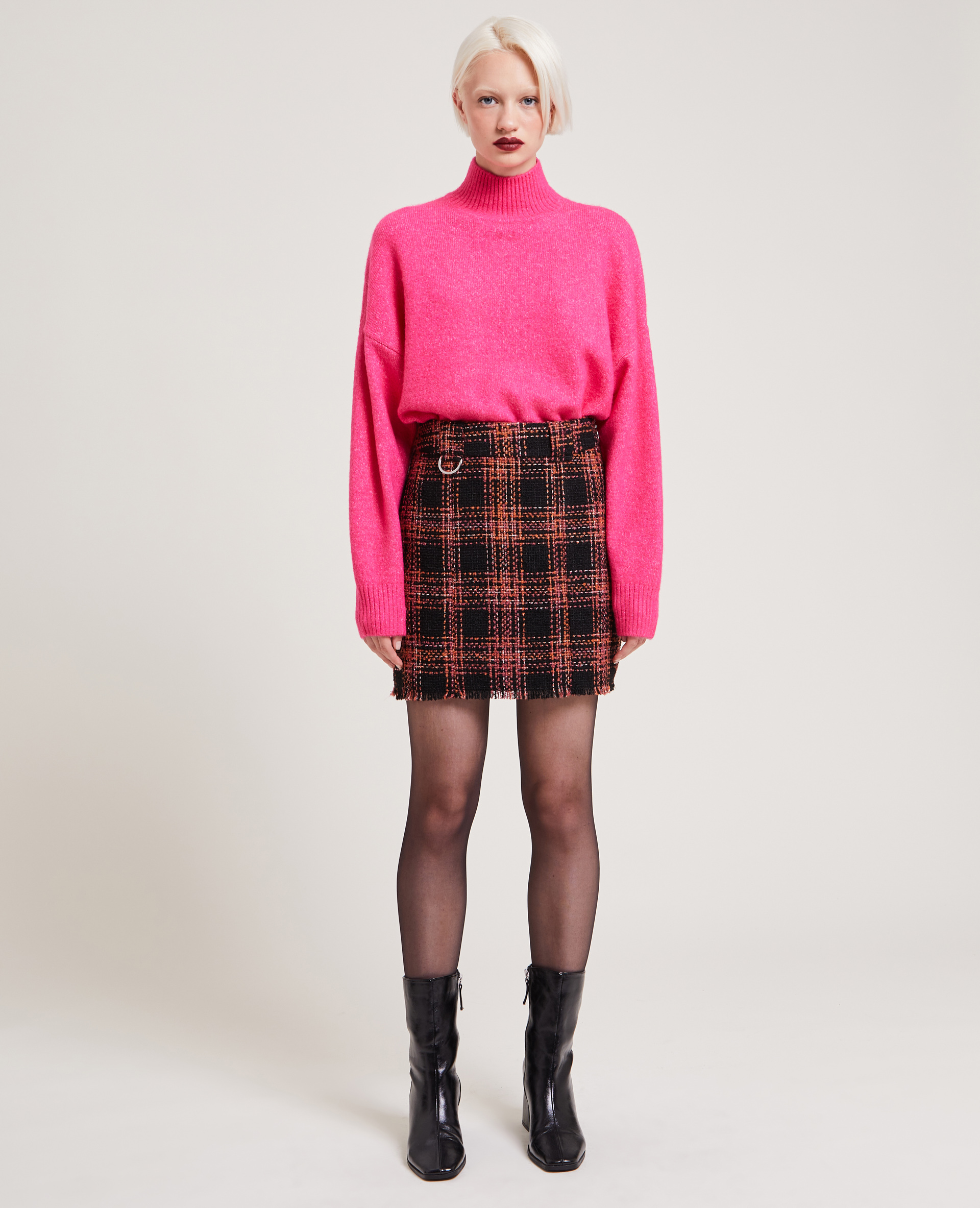 Jupe courte en tweed noir - Pimkie