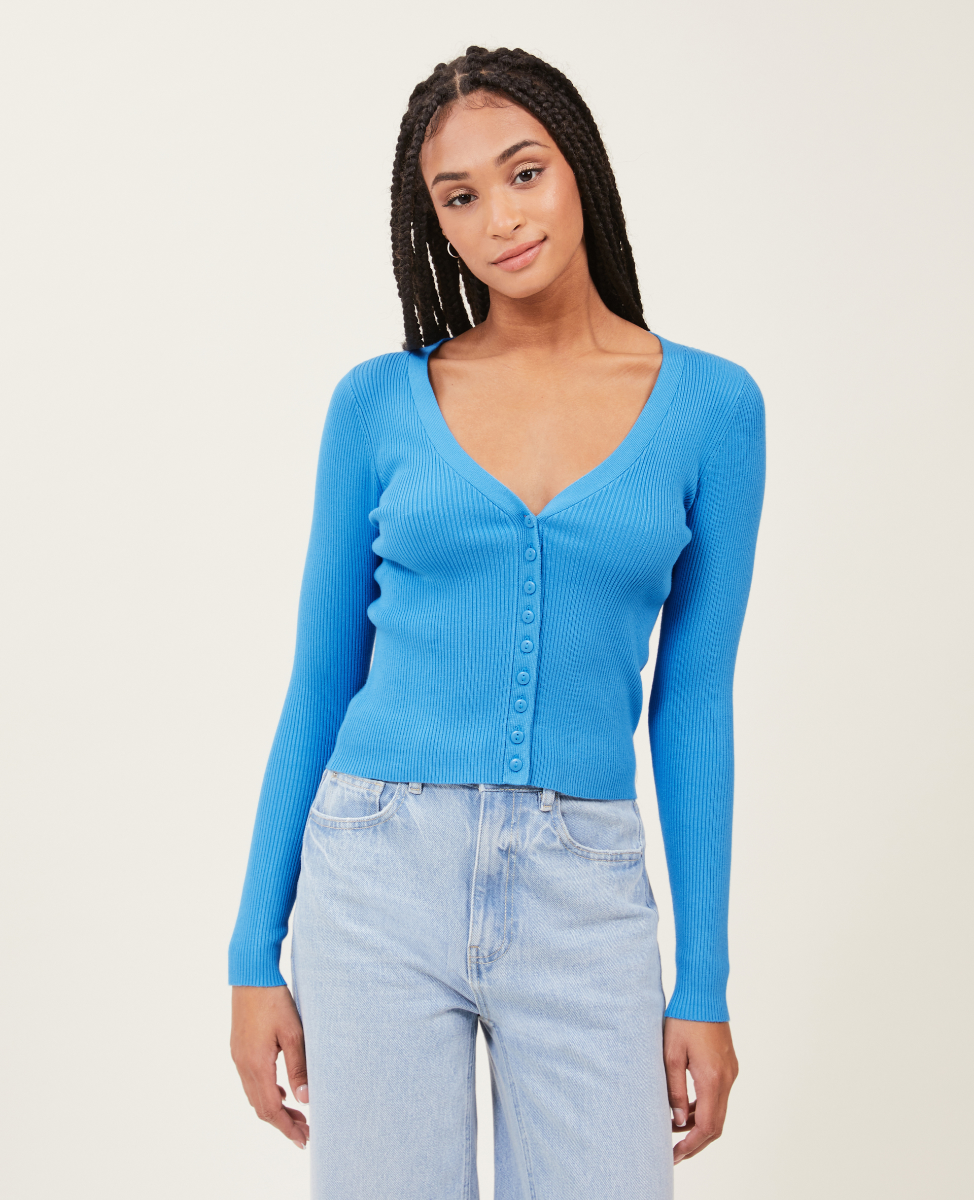 Gilet en maille côtelée bleu - Pimkie
