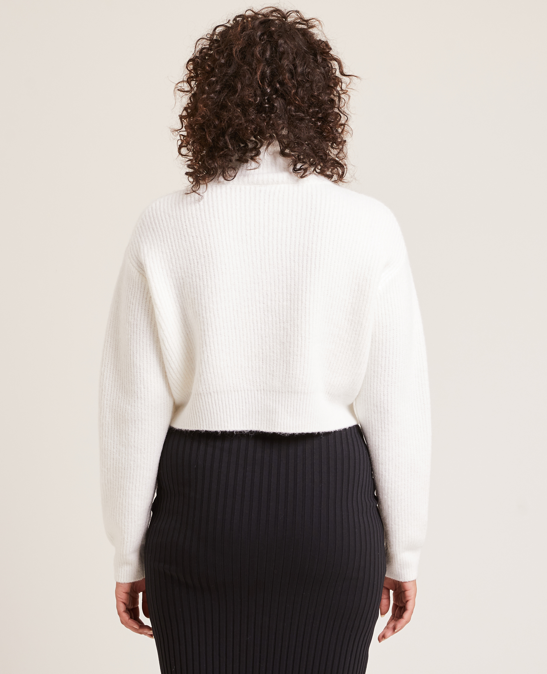 Pull cropped col roulé blanc - Pimkie