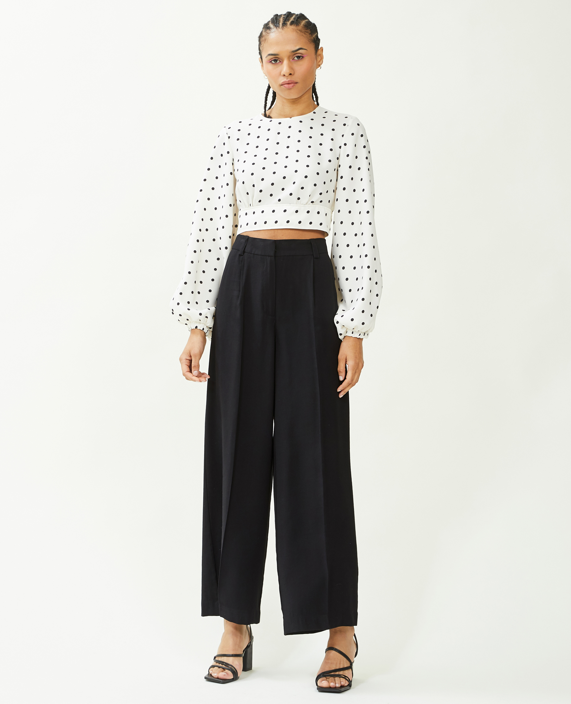 Pantalon large en toile fluide noir - Pimkie