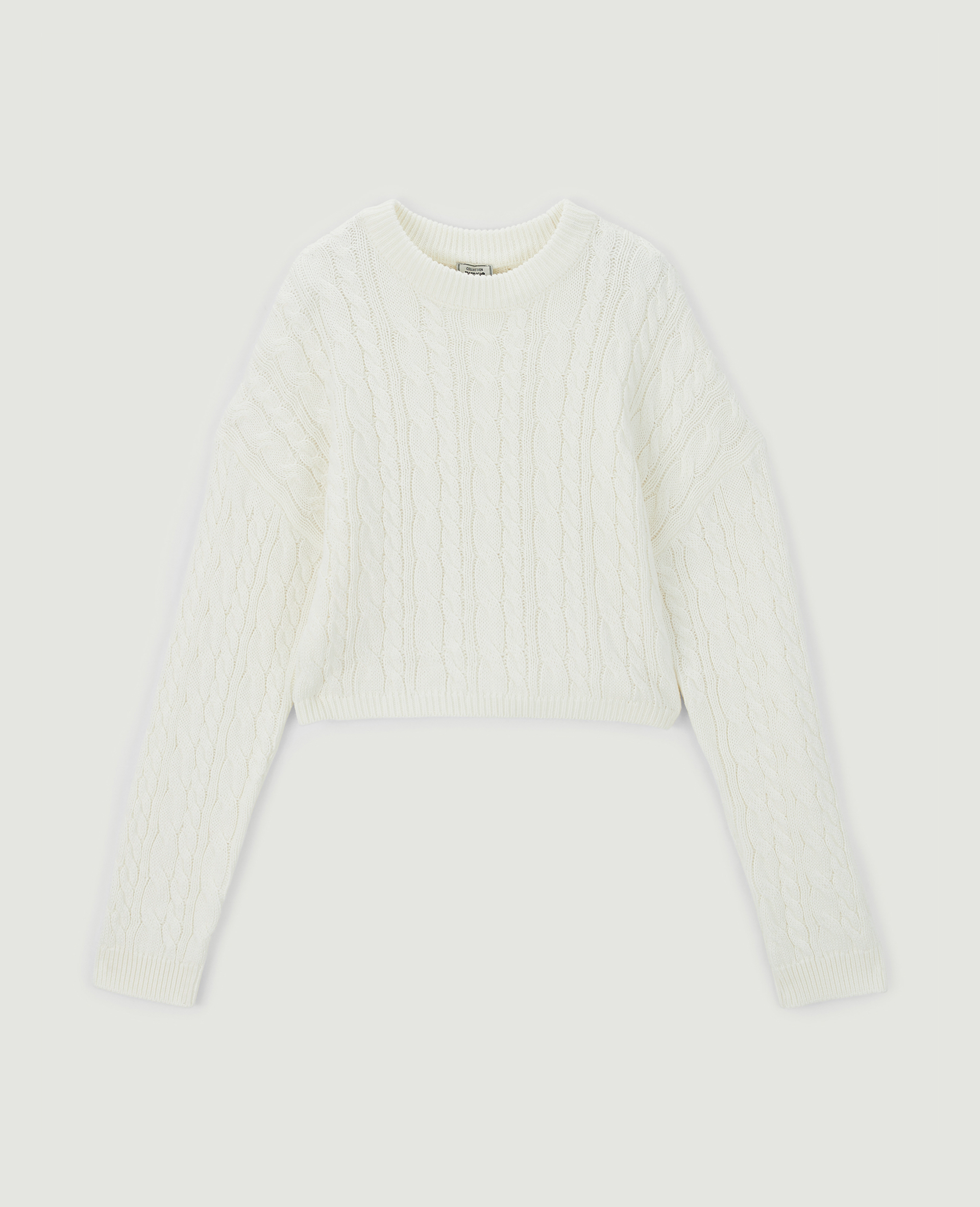 Pull court en maille torsadée blanc - Pimkie