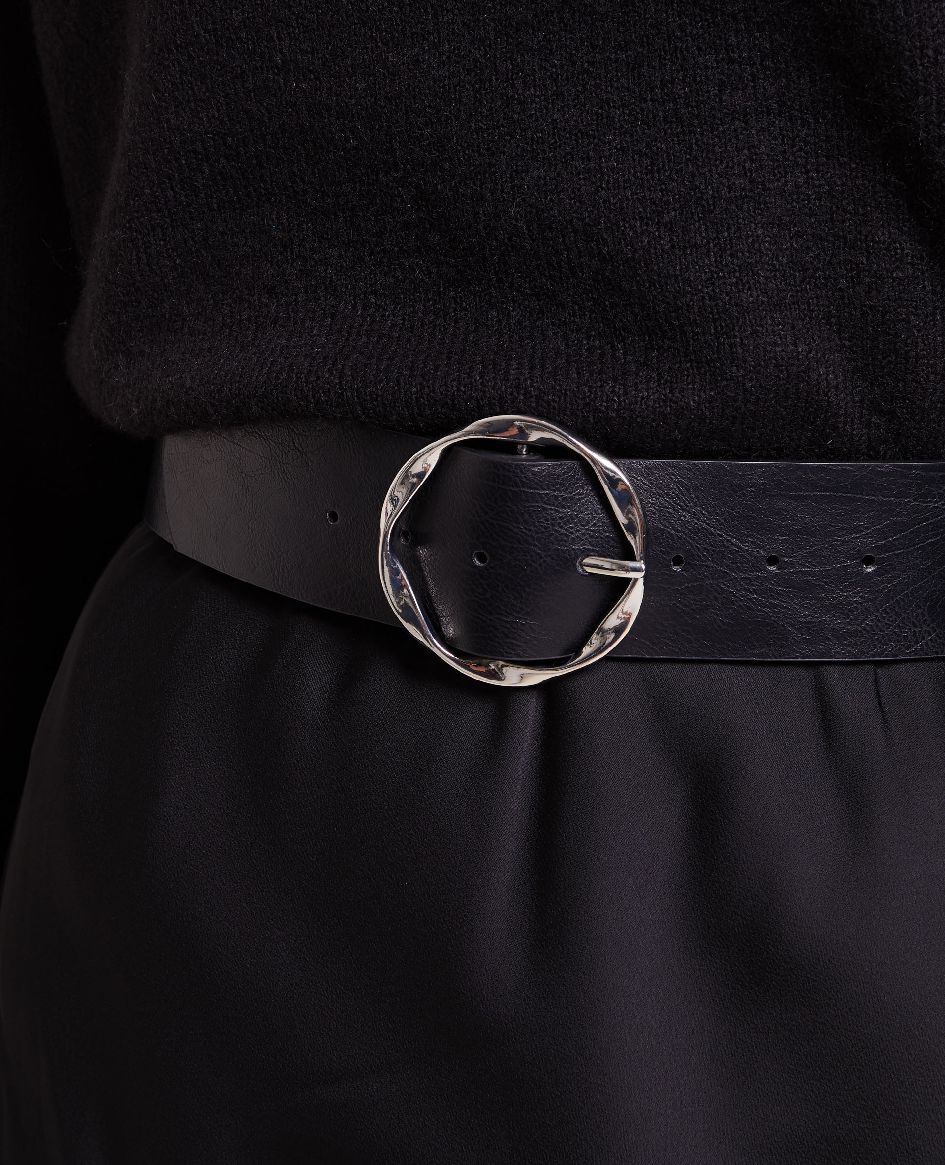 Ceinture large boucle ronde noir - Pimkie