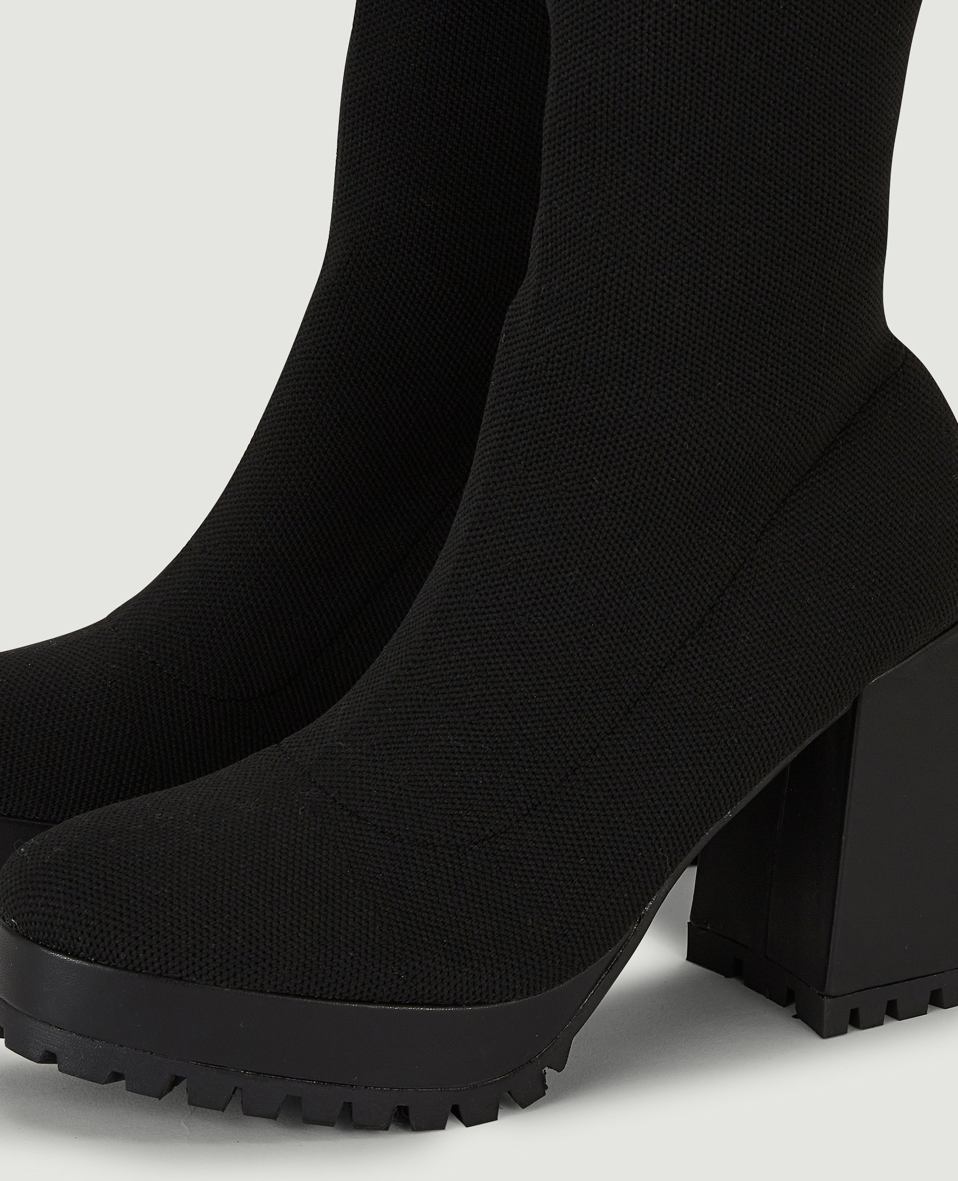 Cuissardes plateformes en maille noir - Pimkie