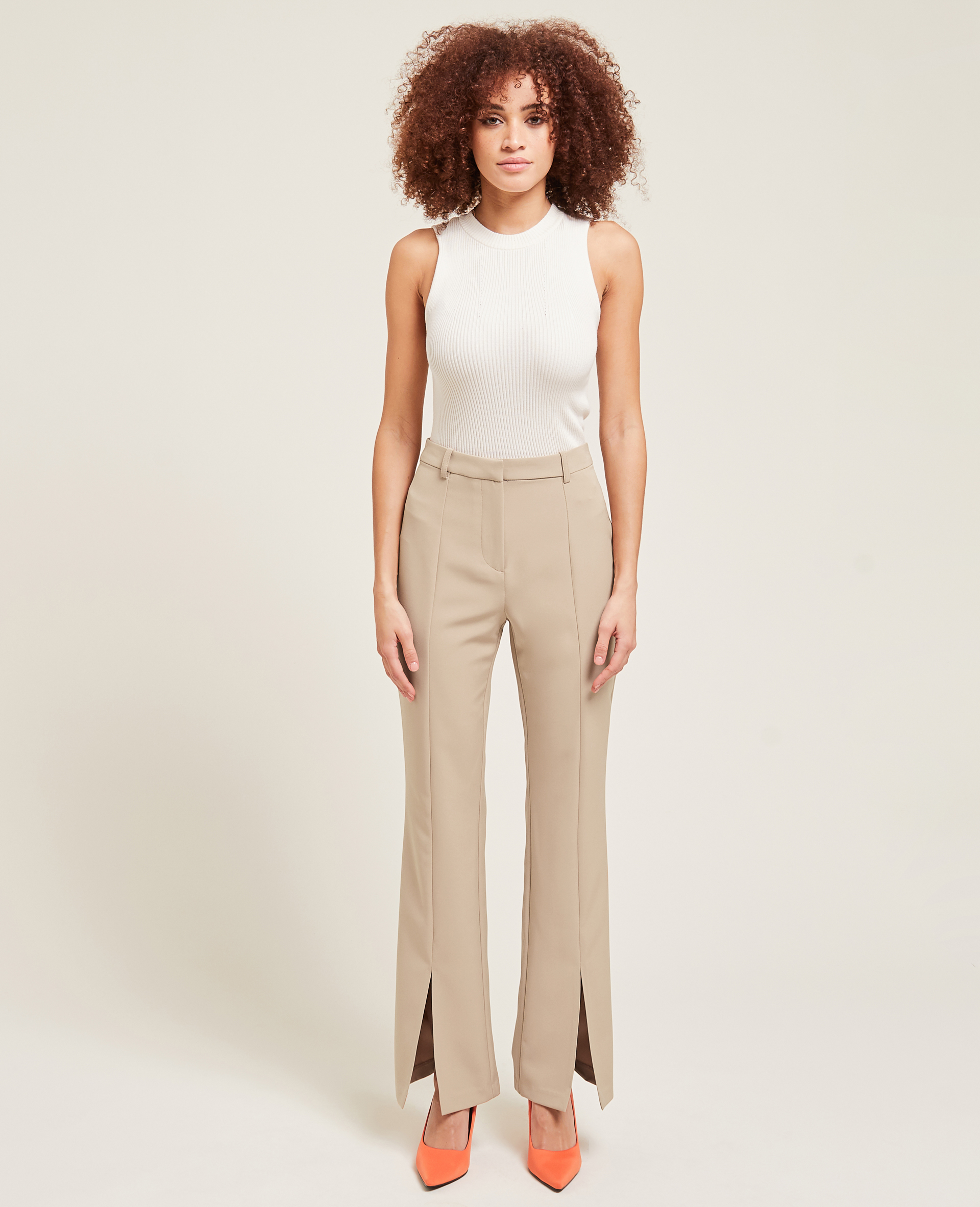 Pantalon droit avec fentes camel - Pimkie