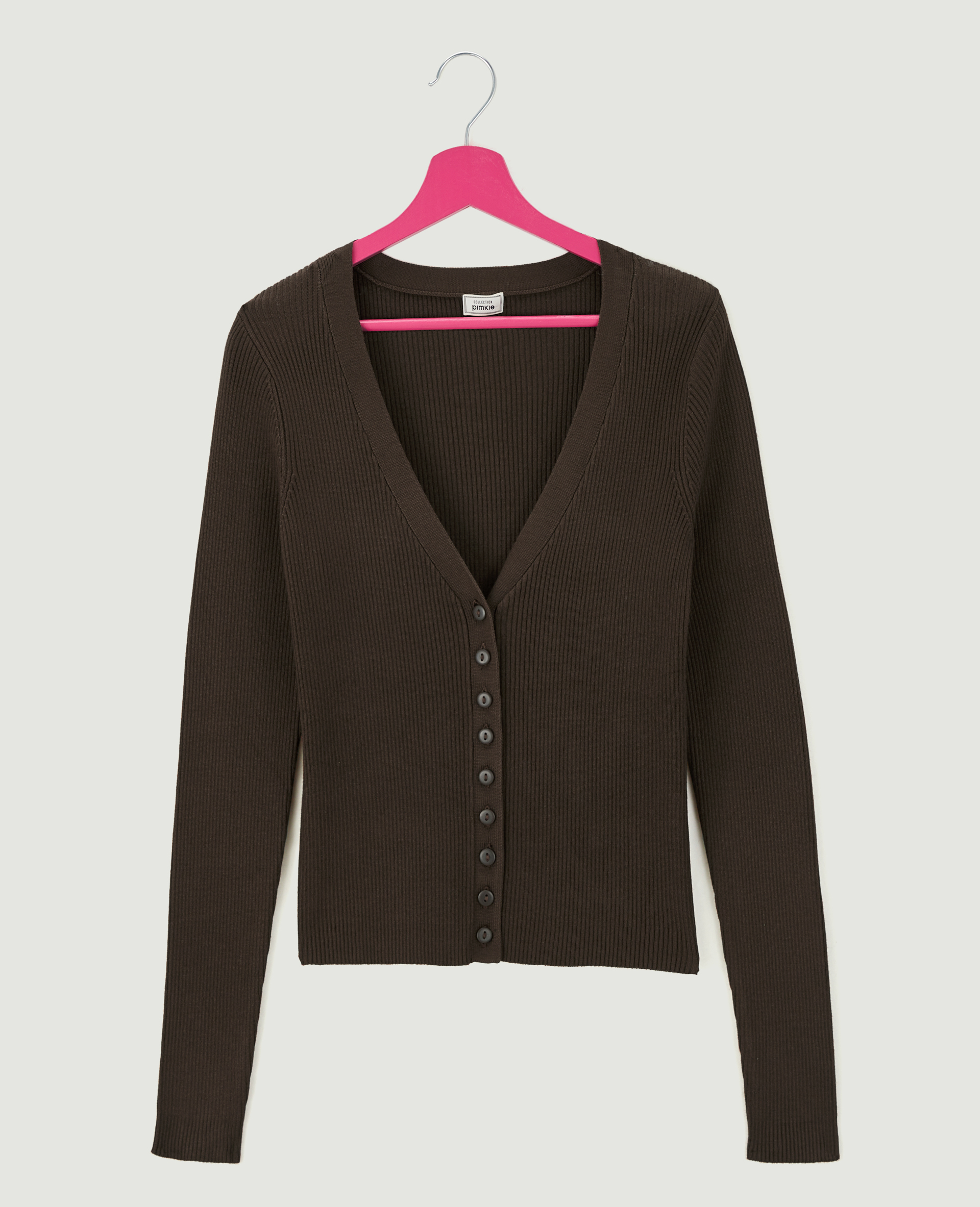 Gilet en maille côtelée marron - Pimkie