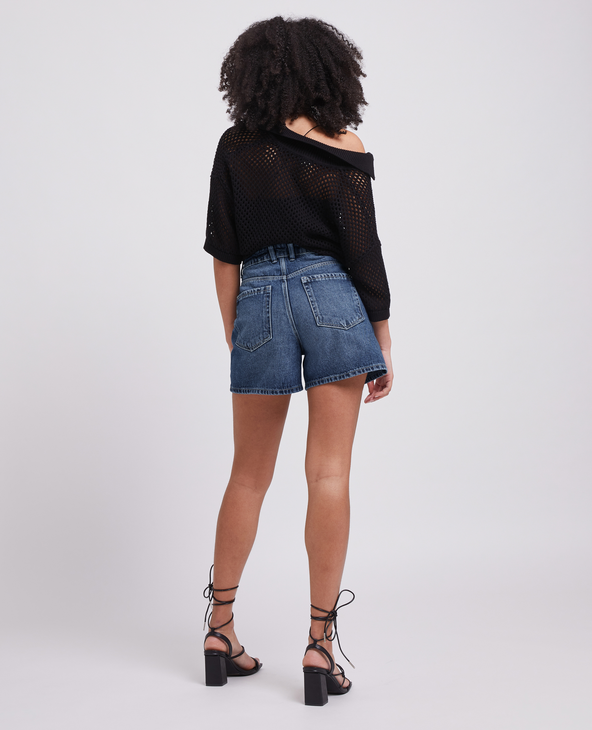 Short en jean taille haute bleu denim - Pimkie