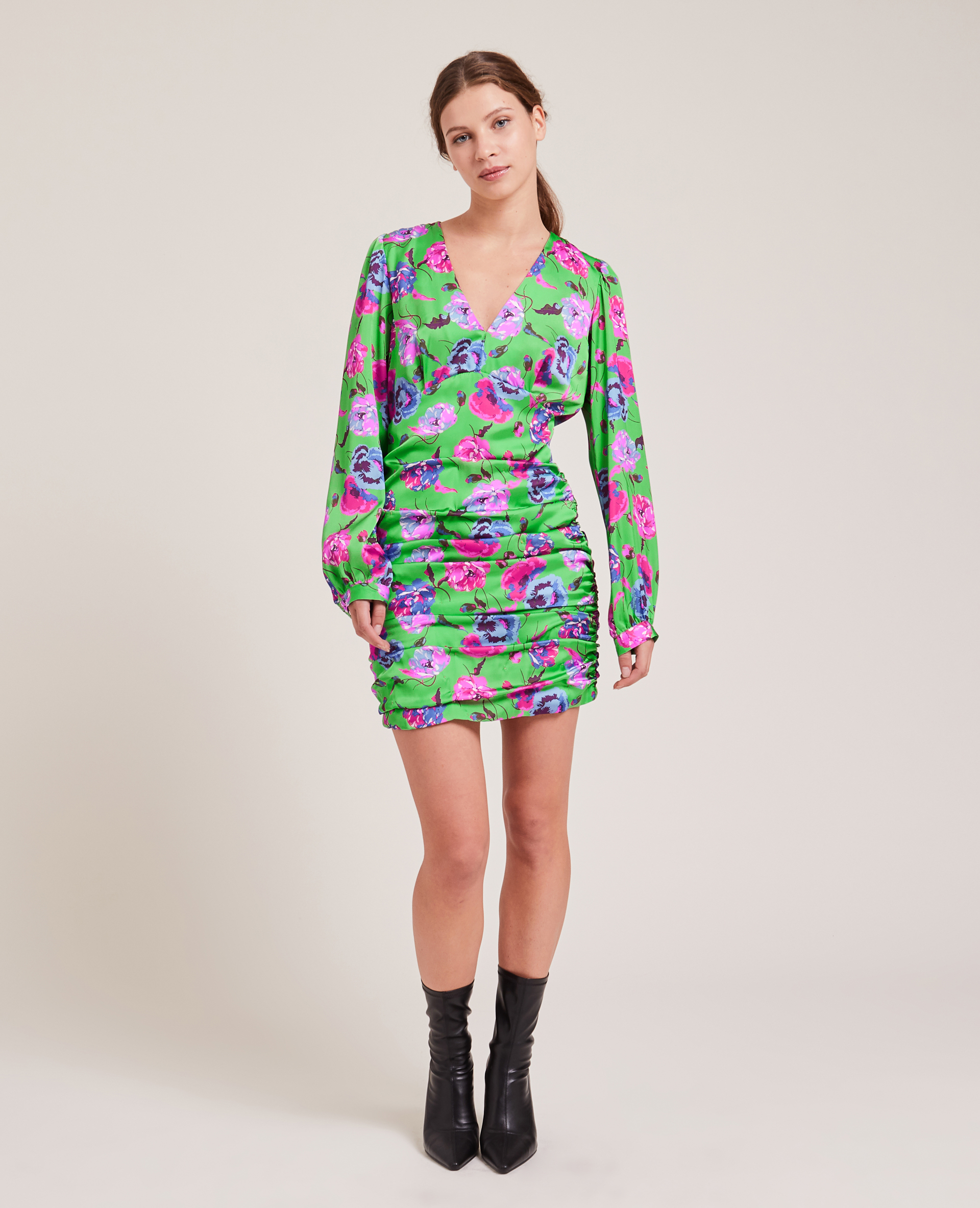 Robe courte en satin vert - Pimkie