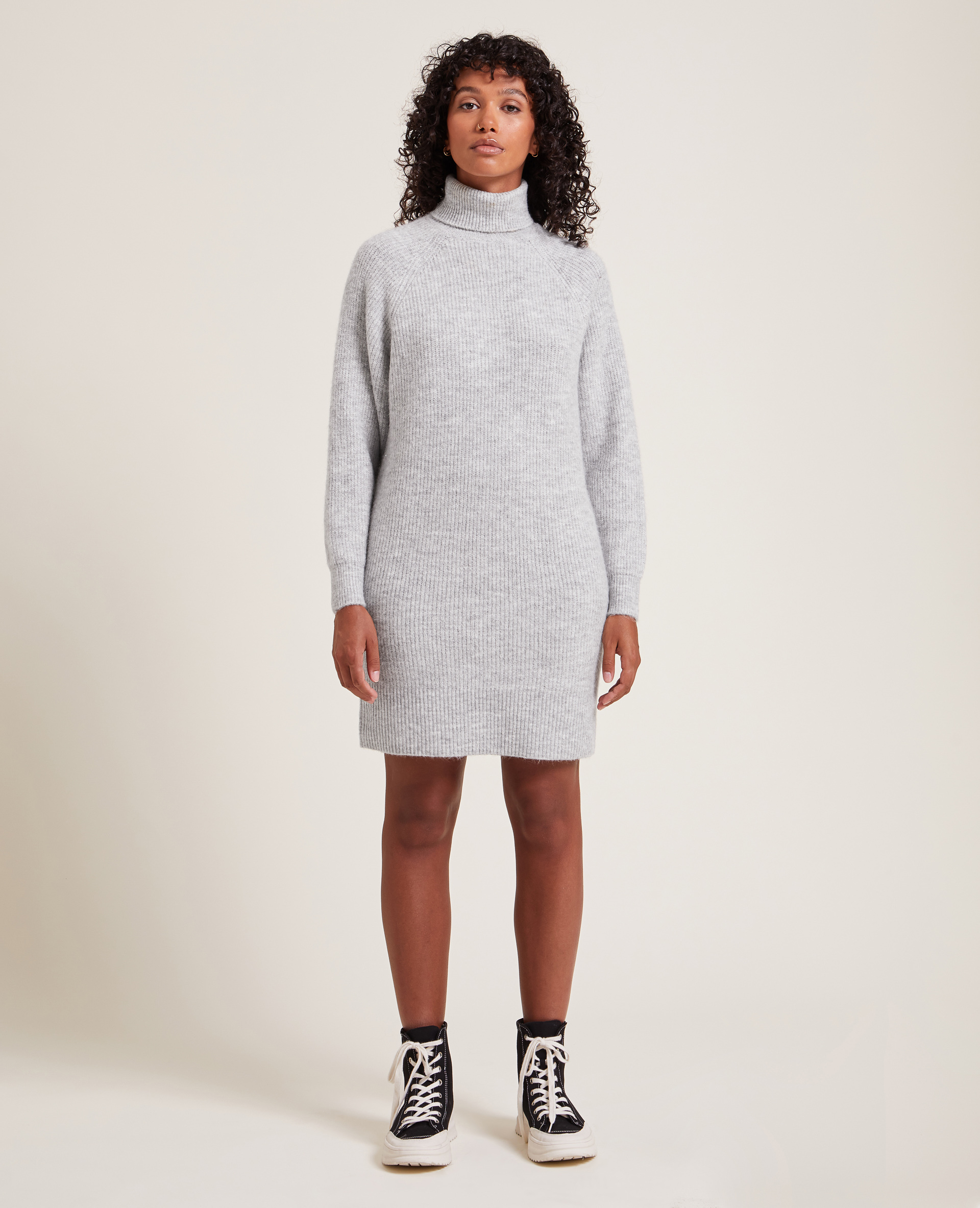 Robe pull à col roulé gris chiné - Pimkie