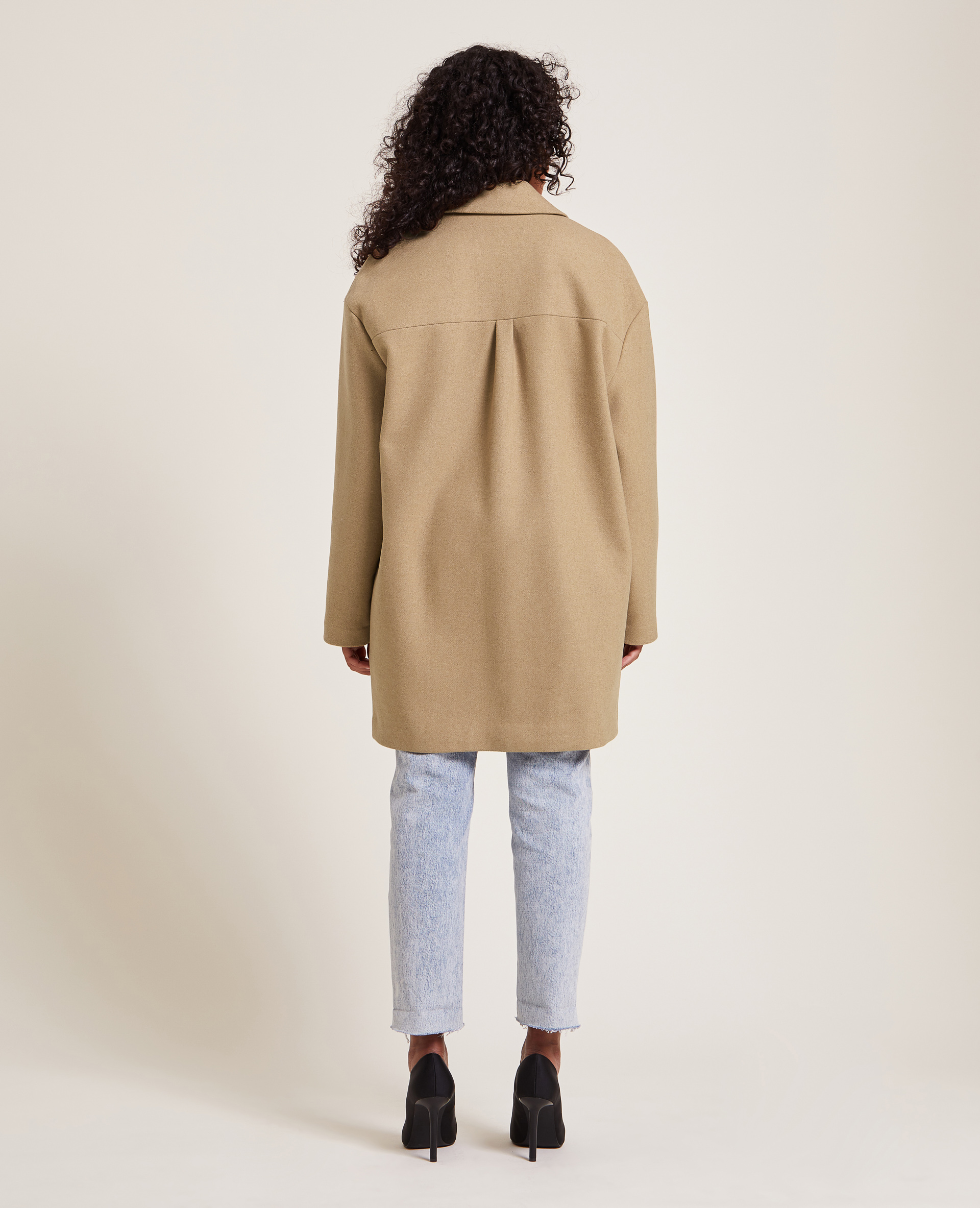 Caban oversize en drap de laine camel - Pimkie