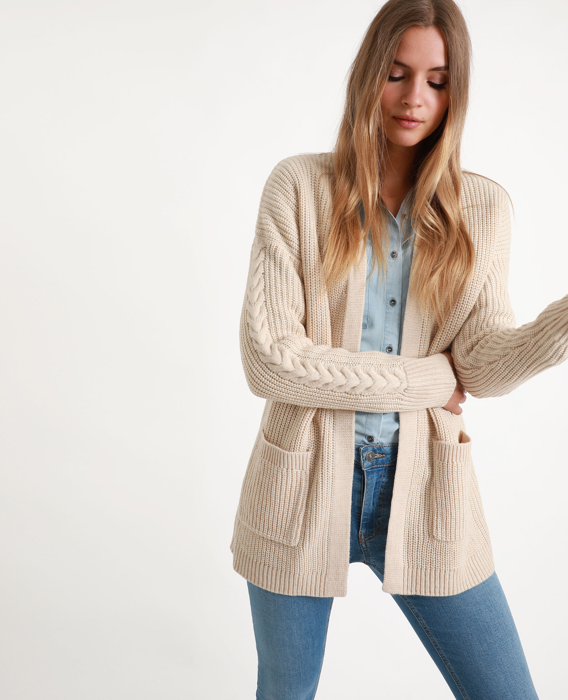 Gilet hotsell long ecru