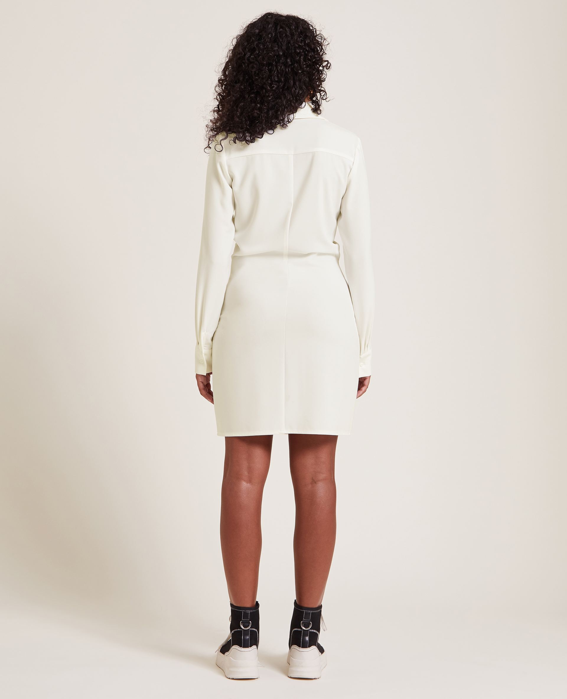 Robe chemise courte effet froncé blanc - Pimkie