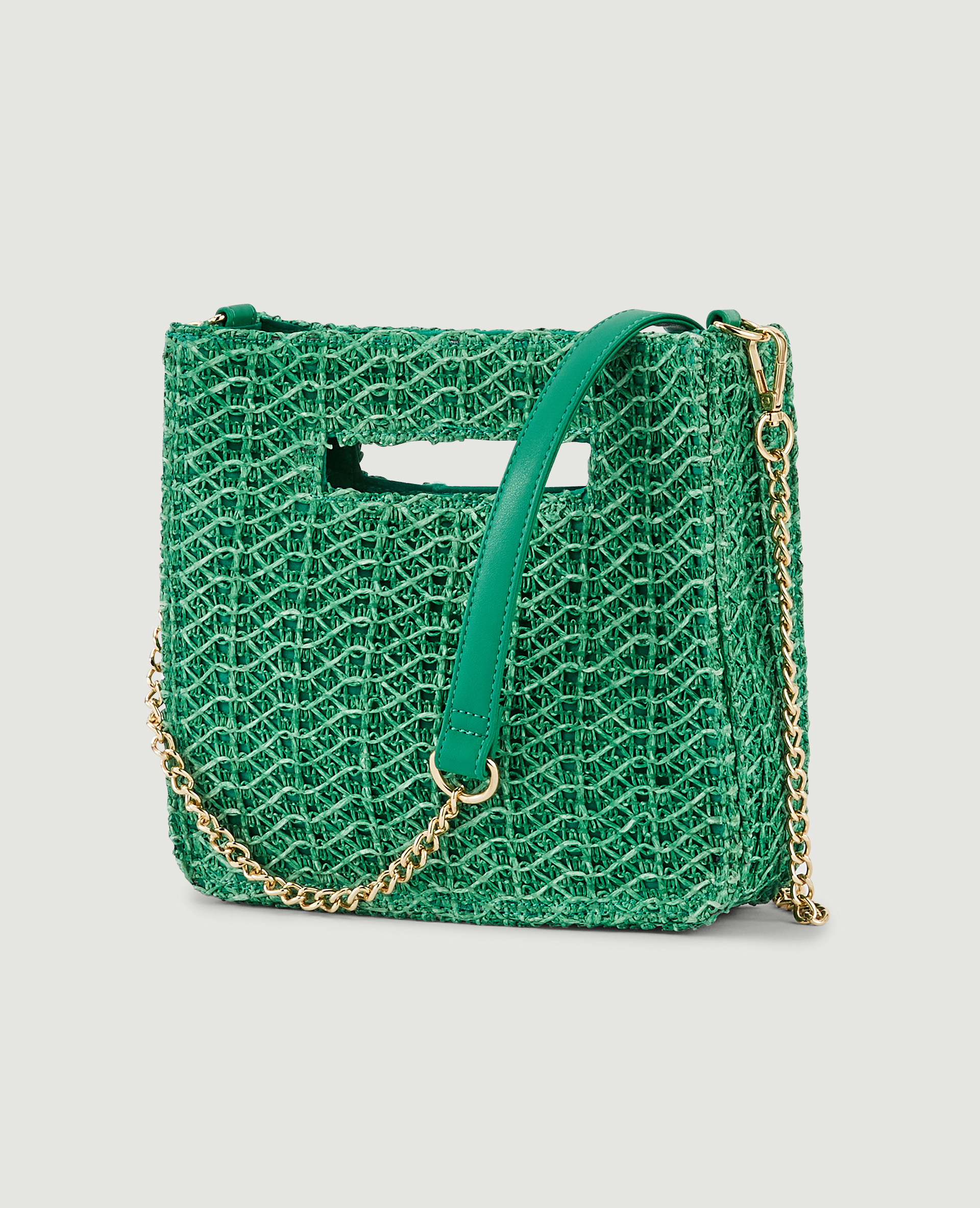Sac rigide en paille vert - Pimkie