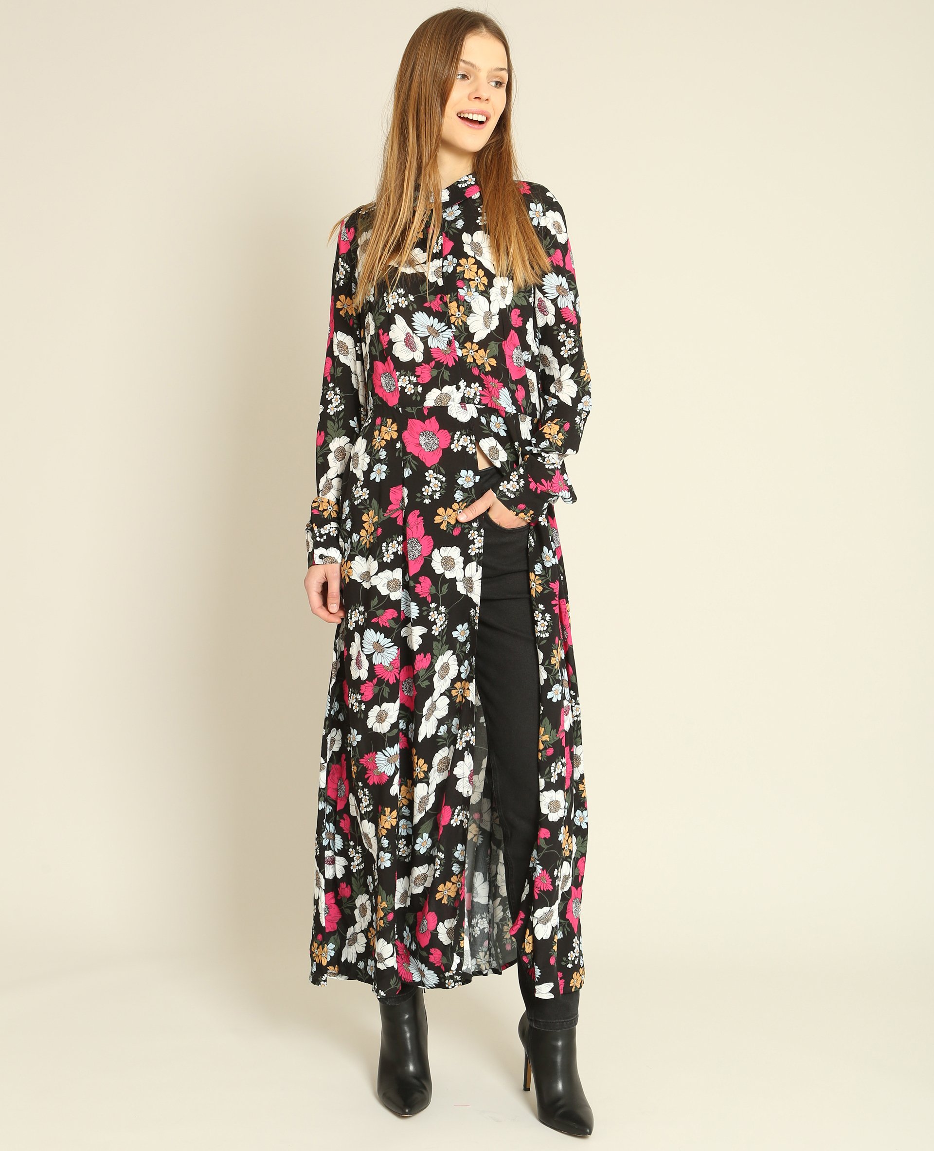 Robe chemise fleurie