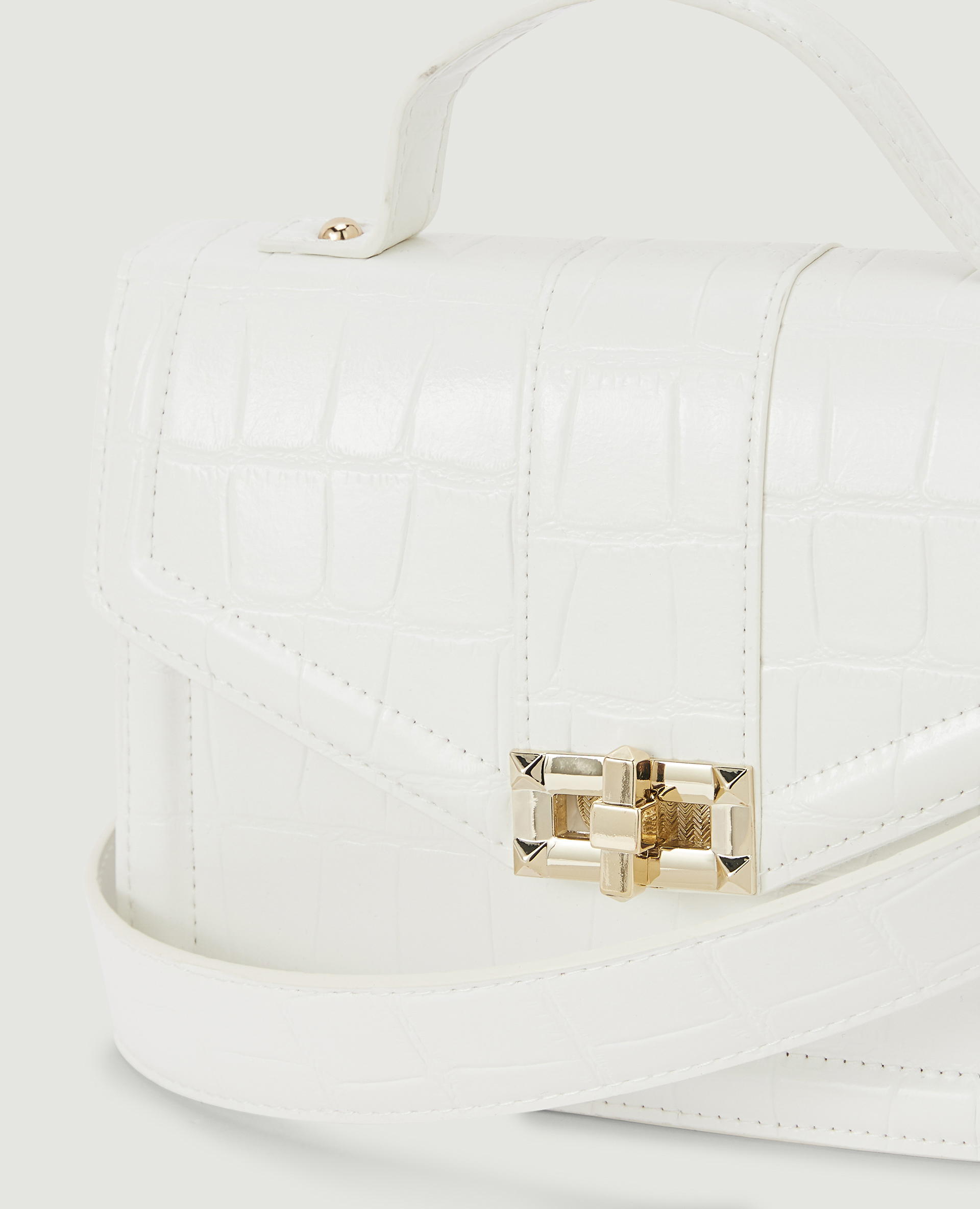 Sac boxy effet croco blanc - Pimkie