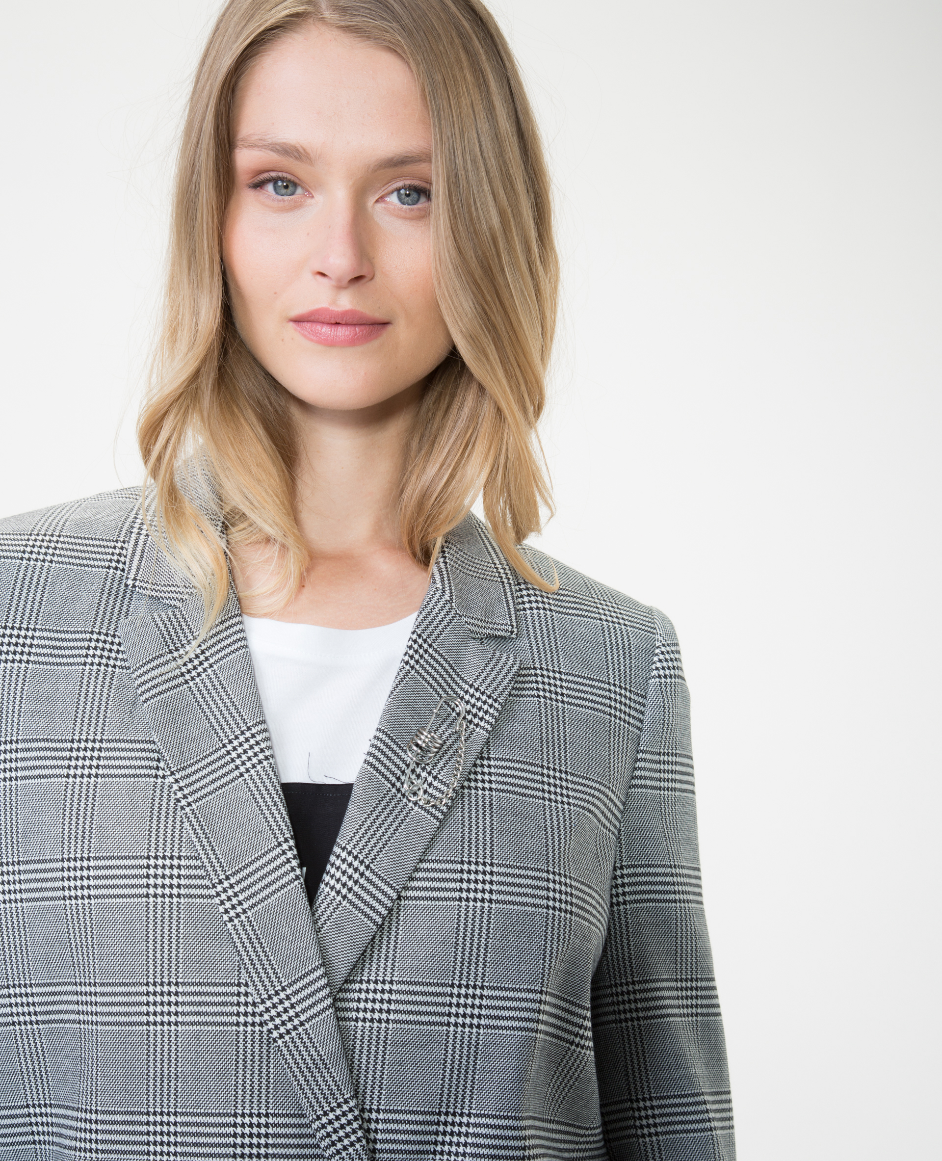 Veste blazer prince de Galles gris - Pimkie