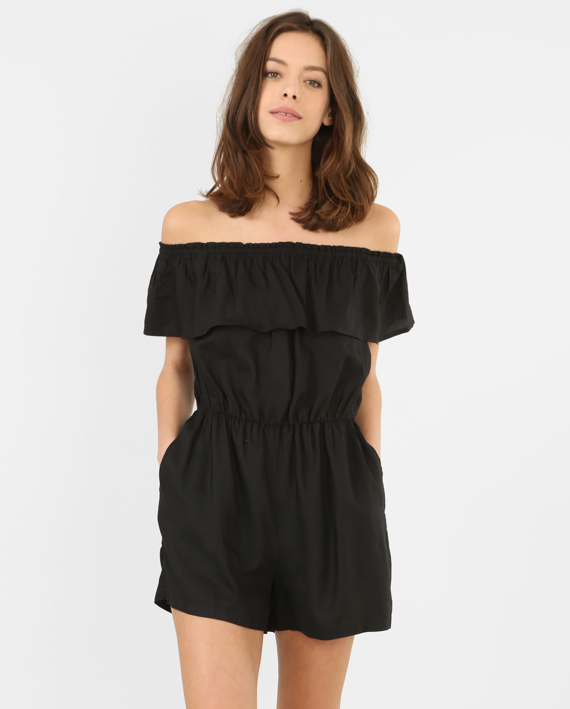 Combishort col bardot noir - Pimkie