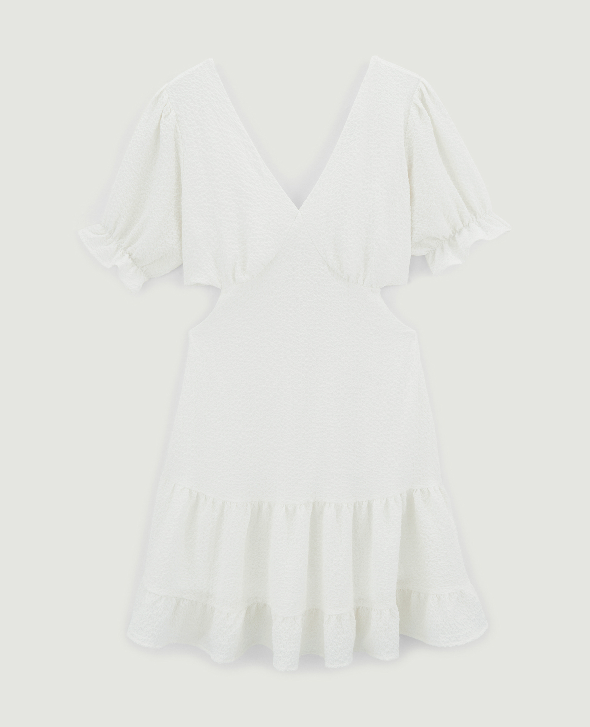 Robe volantée dos-nu blanc cassé - Pimkie