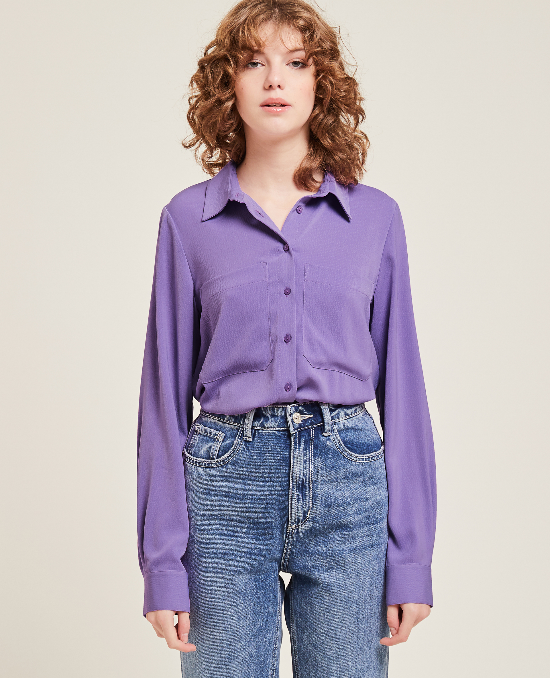 Chemise fluide manches longues violet - Pimkie