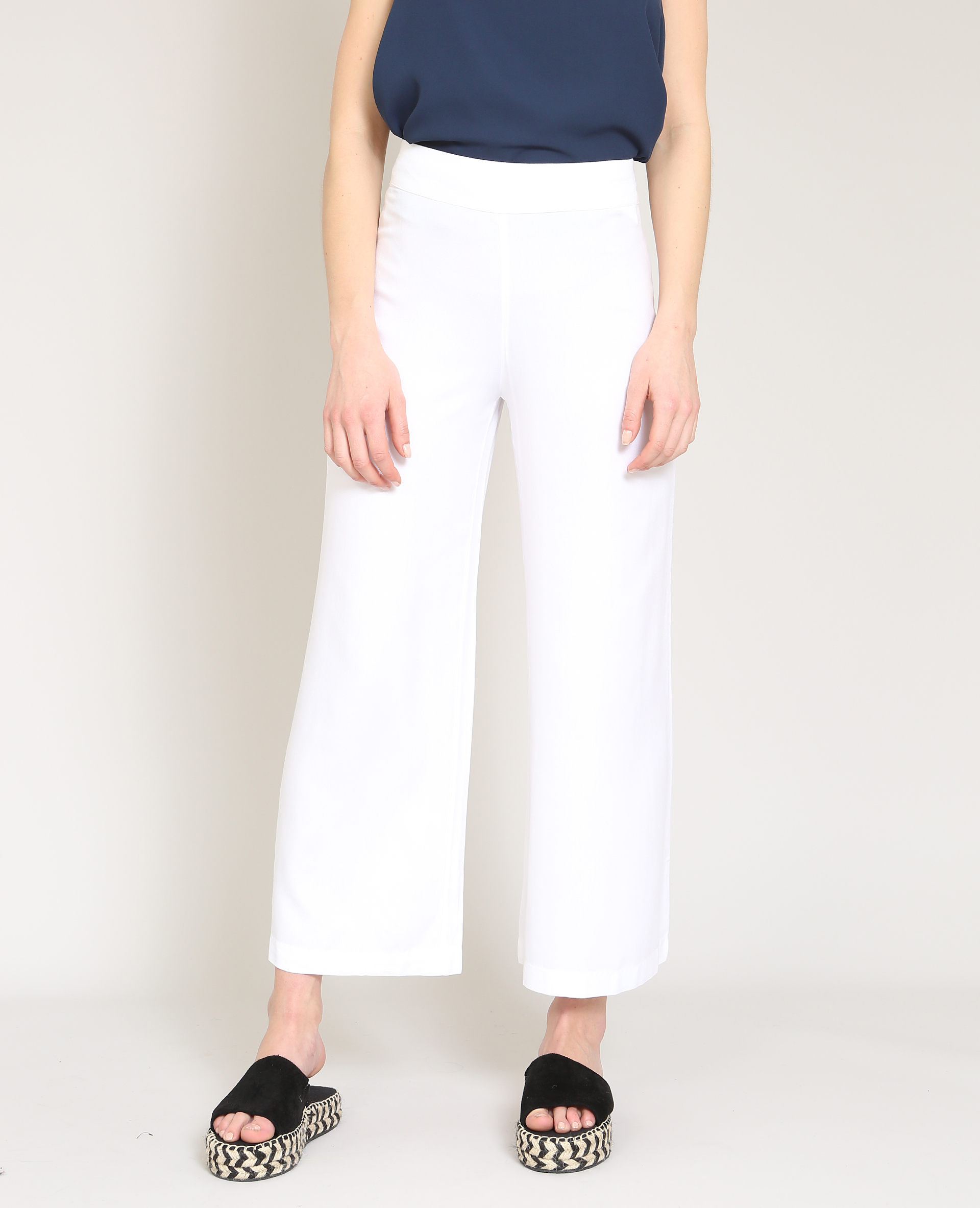Pantalon blanc large deals femme