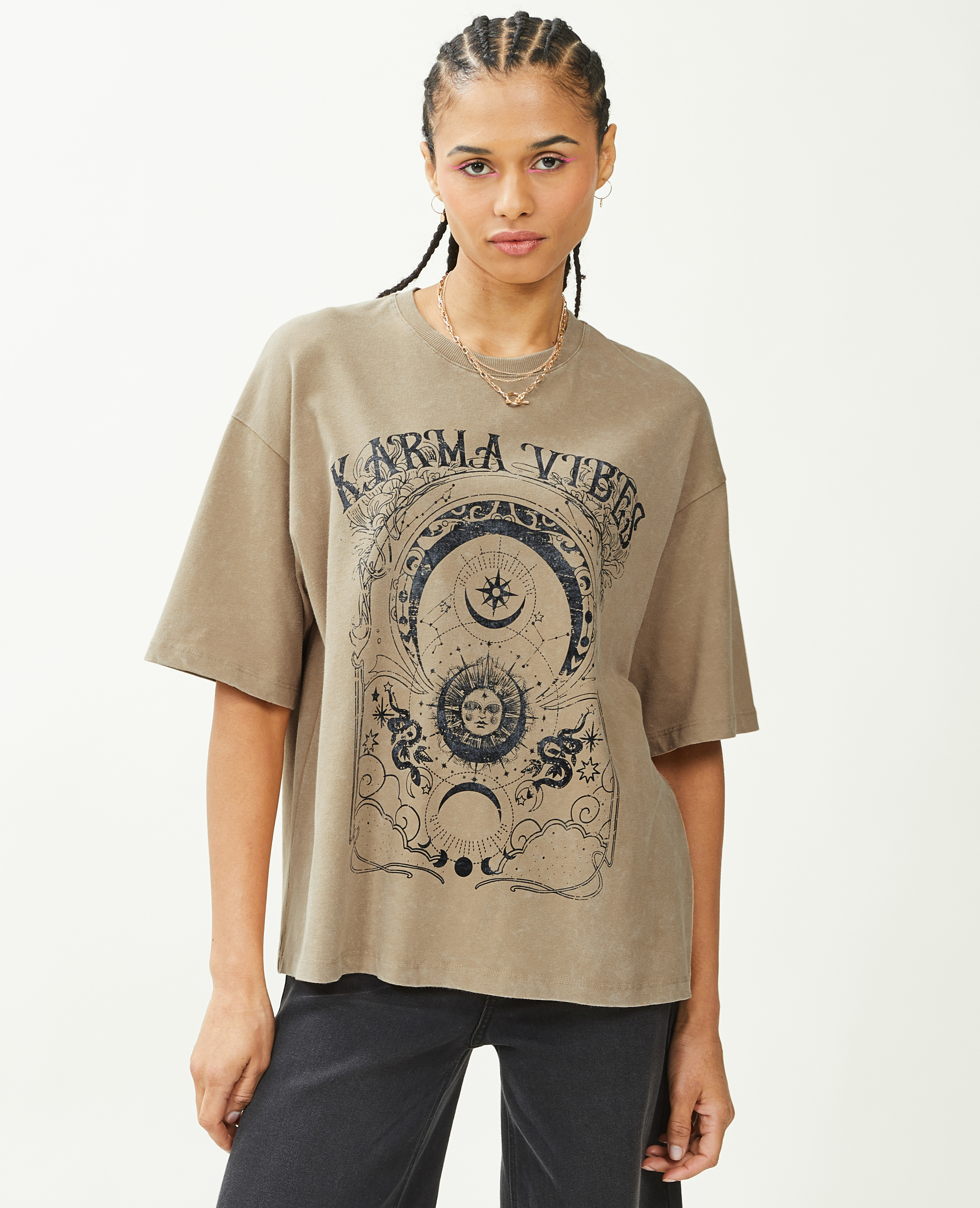 T-shirt imprimé oversize camel - Pimkie