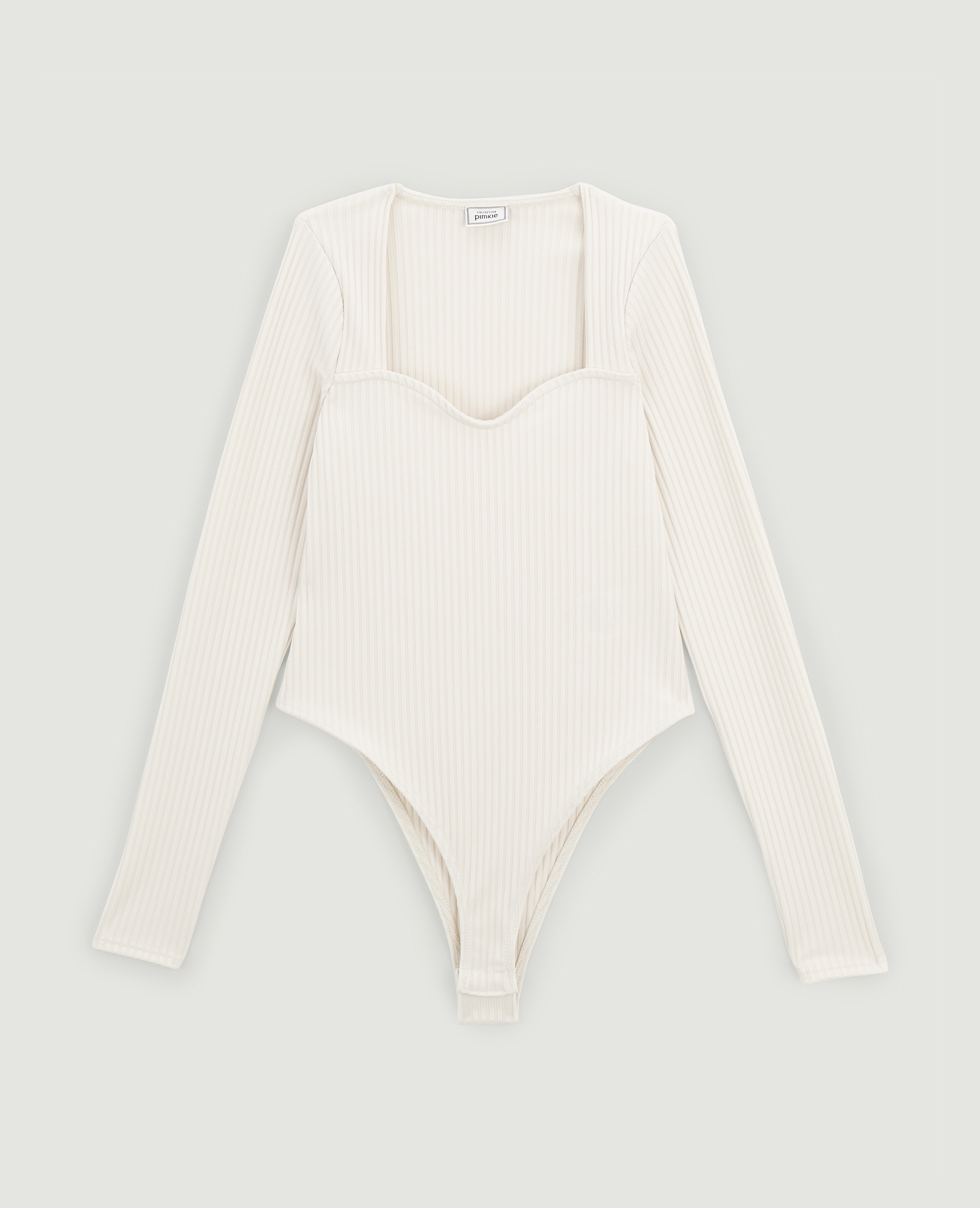 Body maille côtelée encolure cœur beige - Pimkie