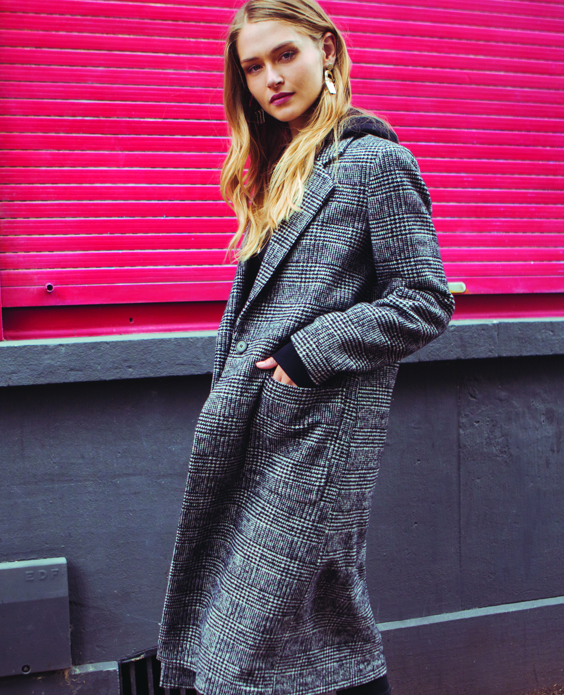 Manteau prince-de-galles noir - Pimkie