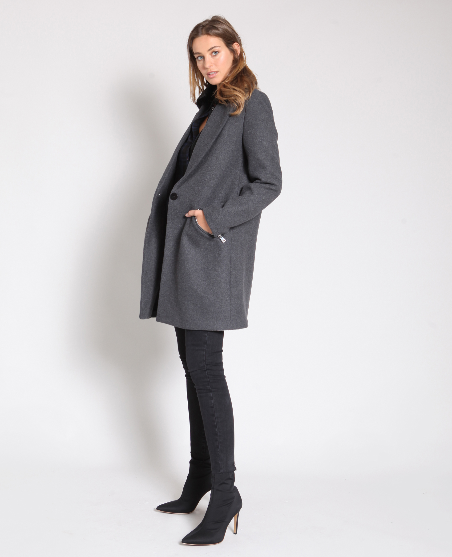 Manteau long gris - Pimkie