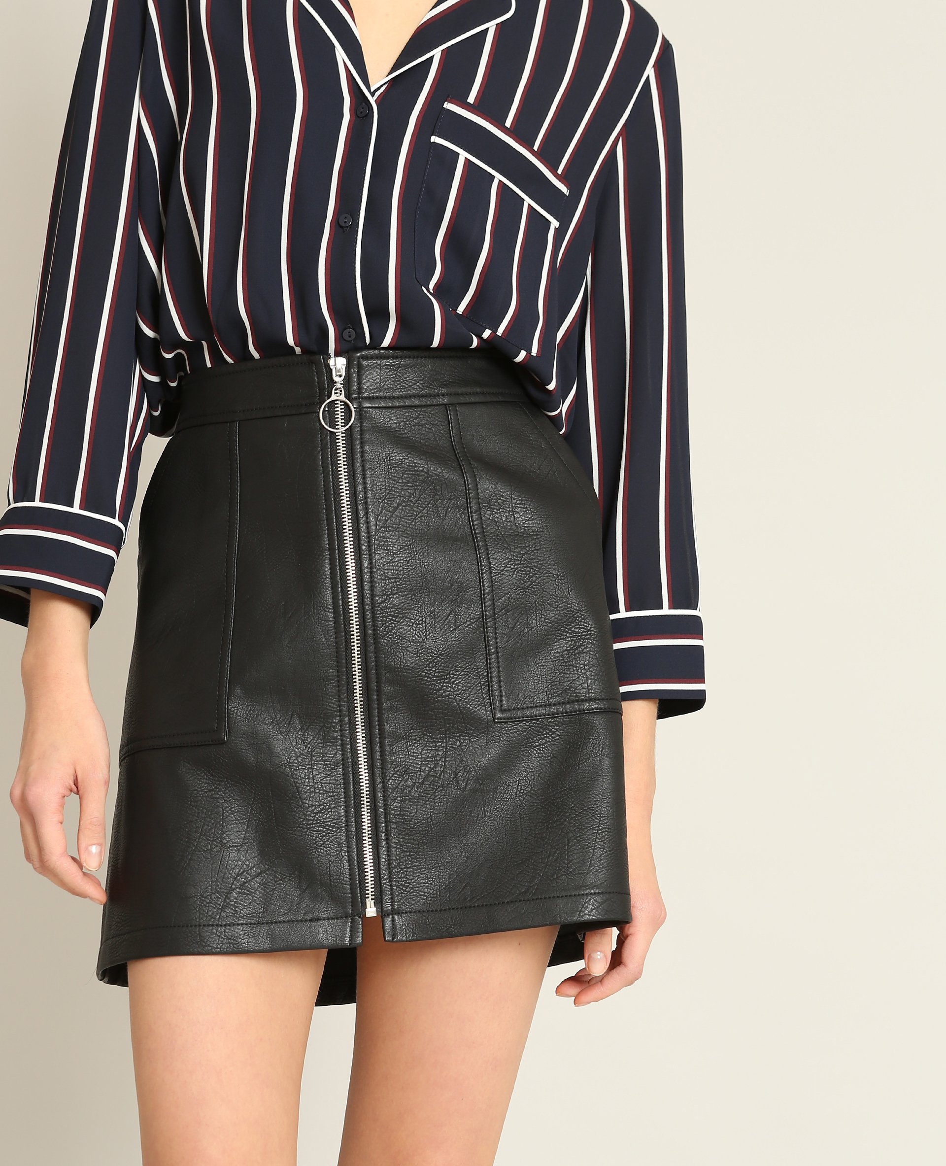 Jupe en faux cuir zippee Pimkie