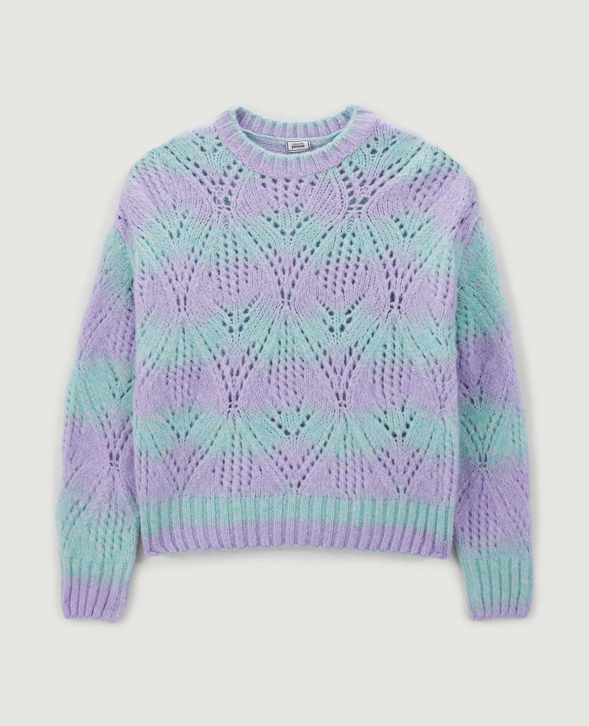 Pull bicolore maille ajourée lilas - Pimkie