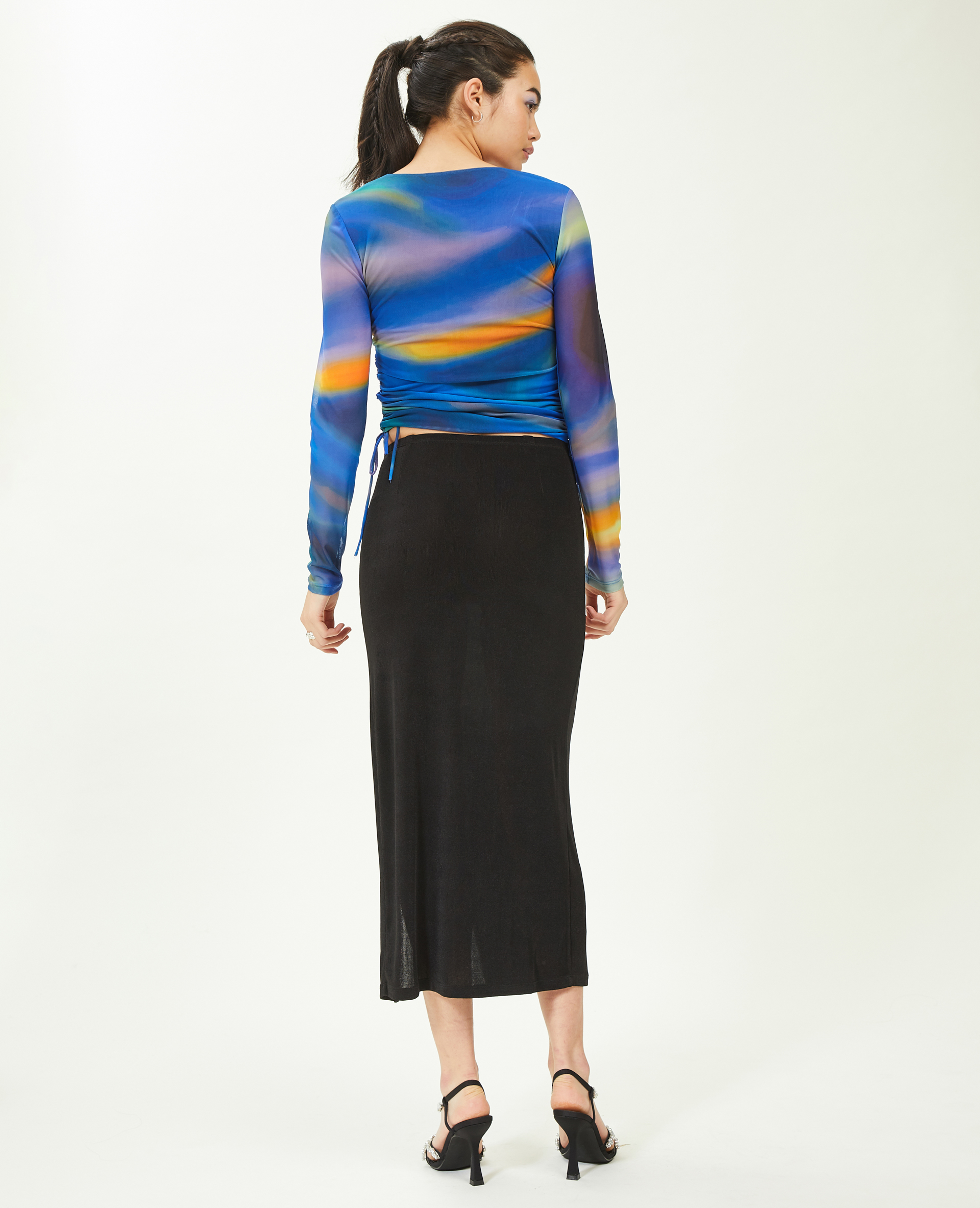 Jupe longue en maille fluide avec boucle noir - Pimkie