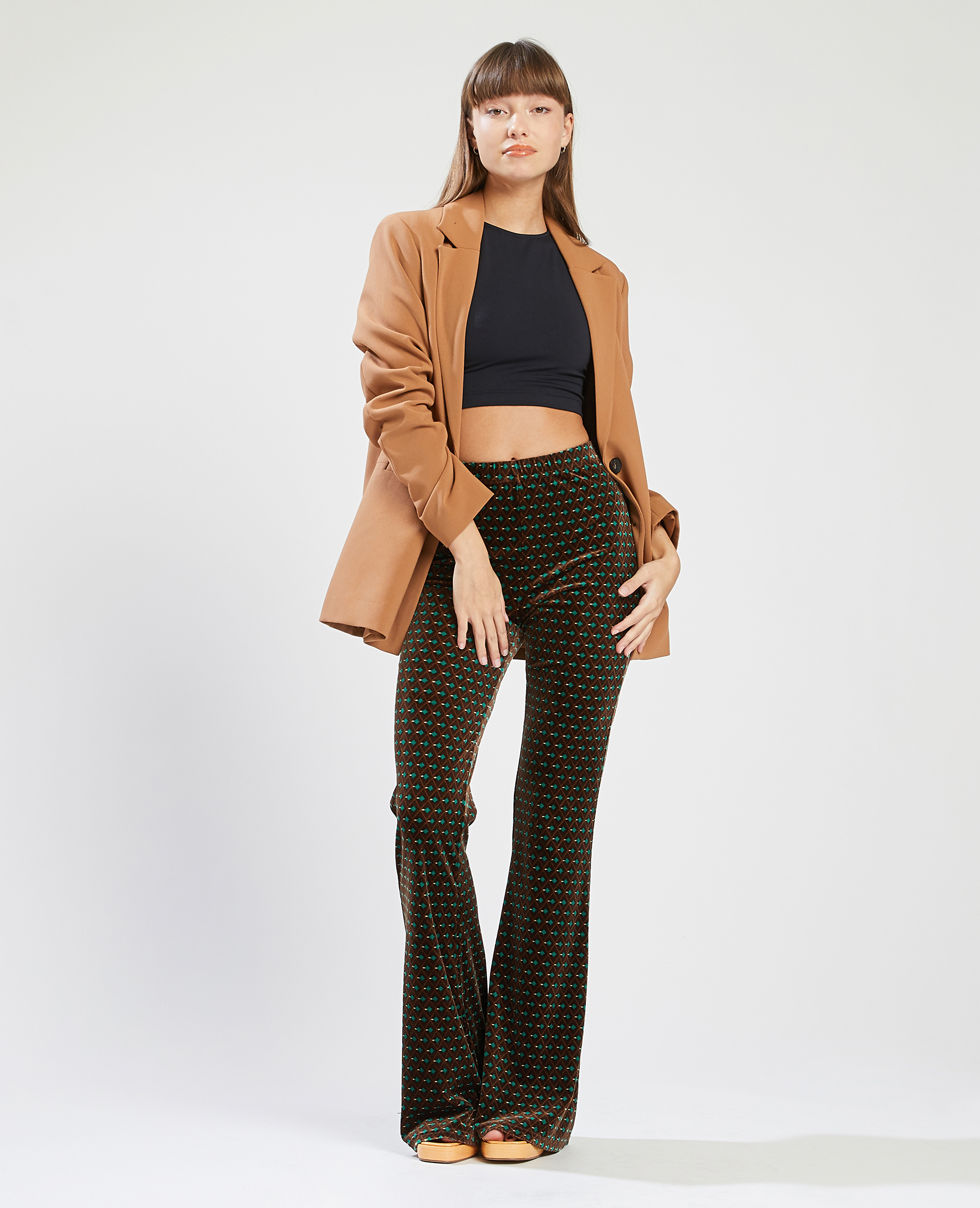 Pantalon best sale velours flare