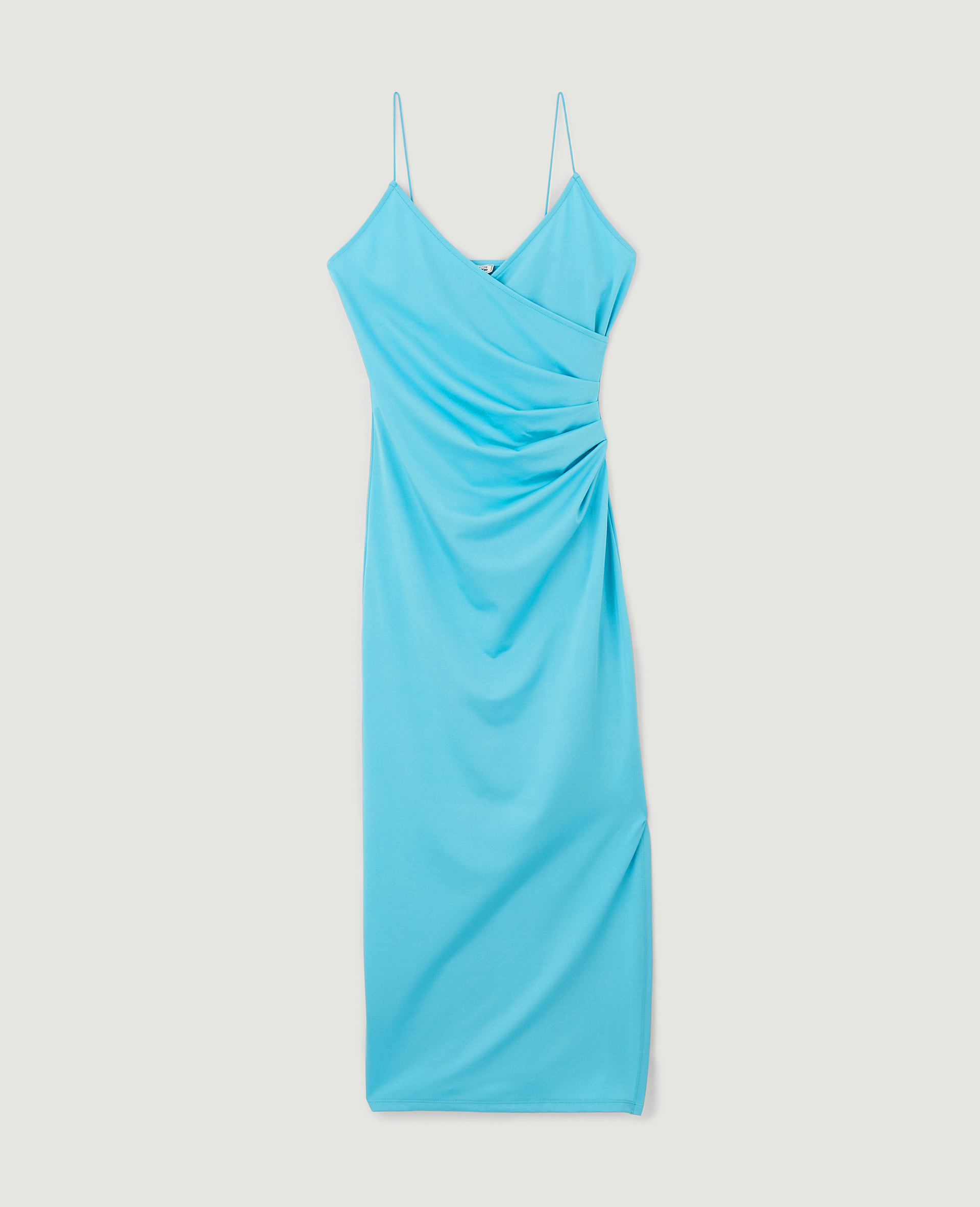 Robe midi cache-cœur en maille satinée bleu turquoise - Pimkie