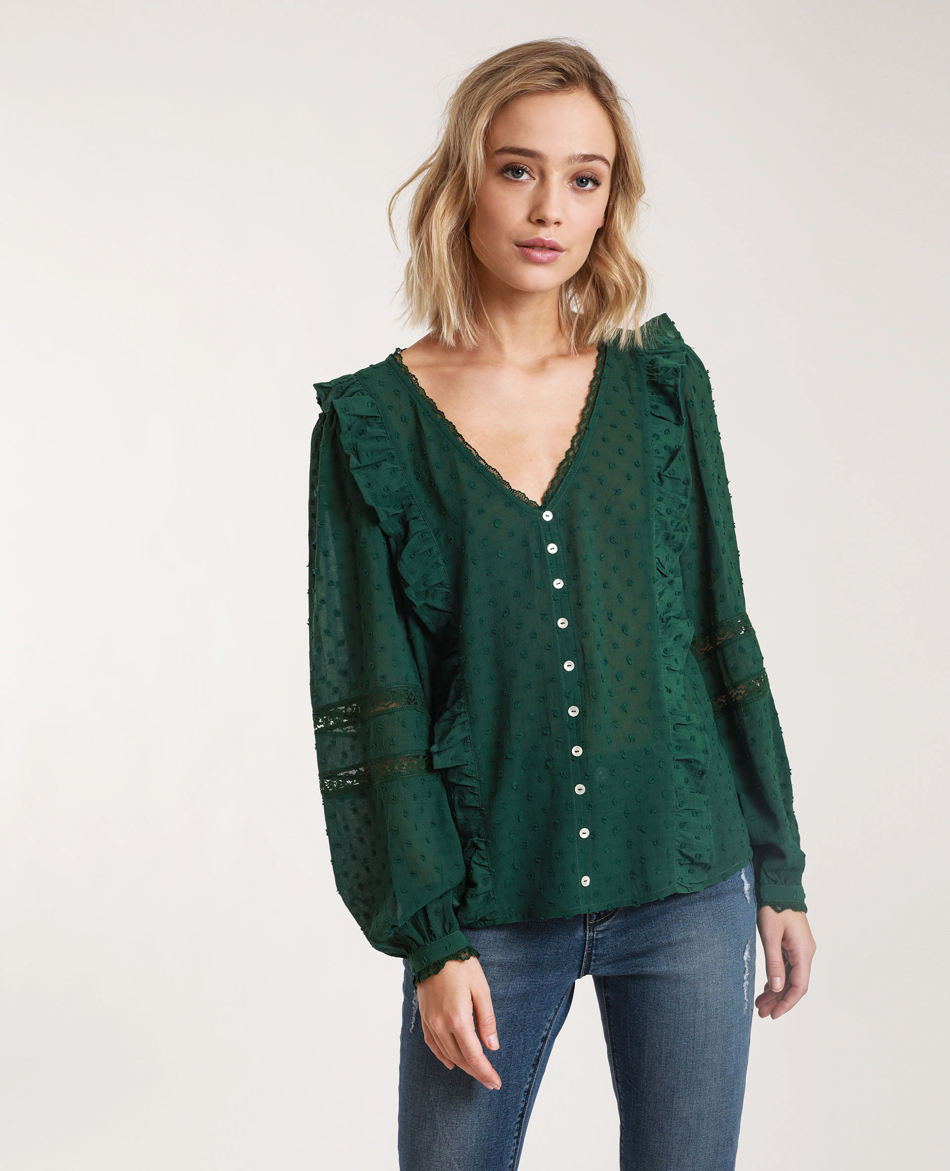 Blouse femme vert sapin new arrivals