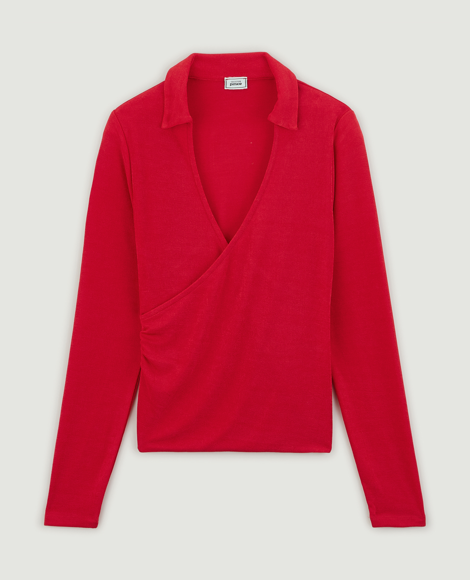 Top cache-cœur en maille fluide rouge - Pimkie