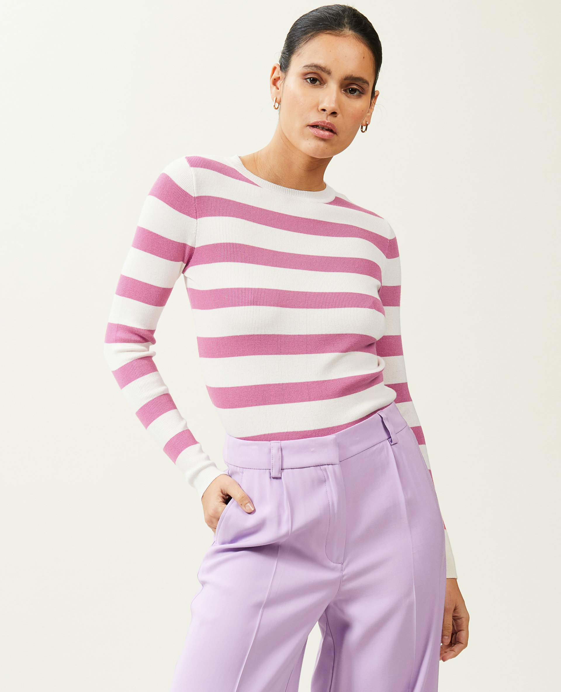 Pull moulant col rond blanc - Pimkie