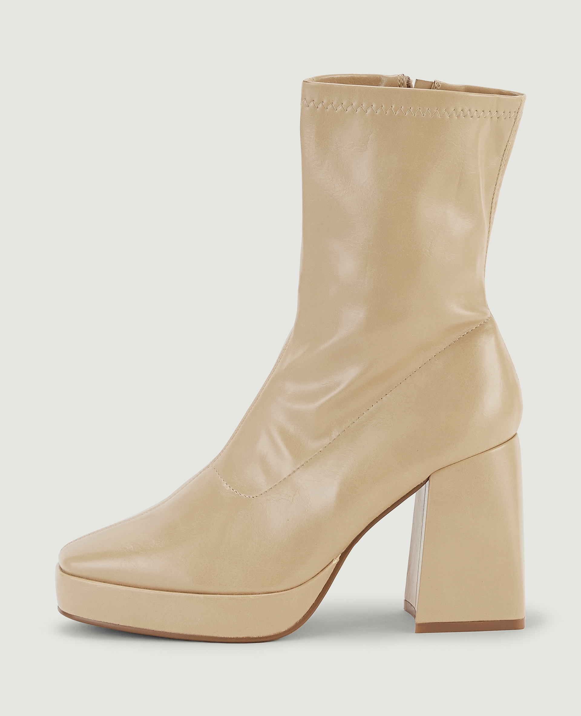 Boots plateforme bouts carrés beige - Pimkie