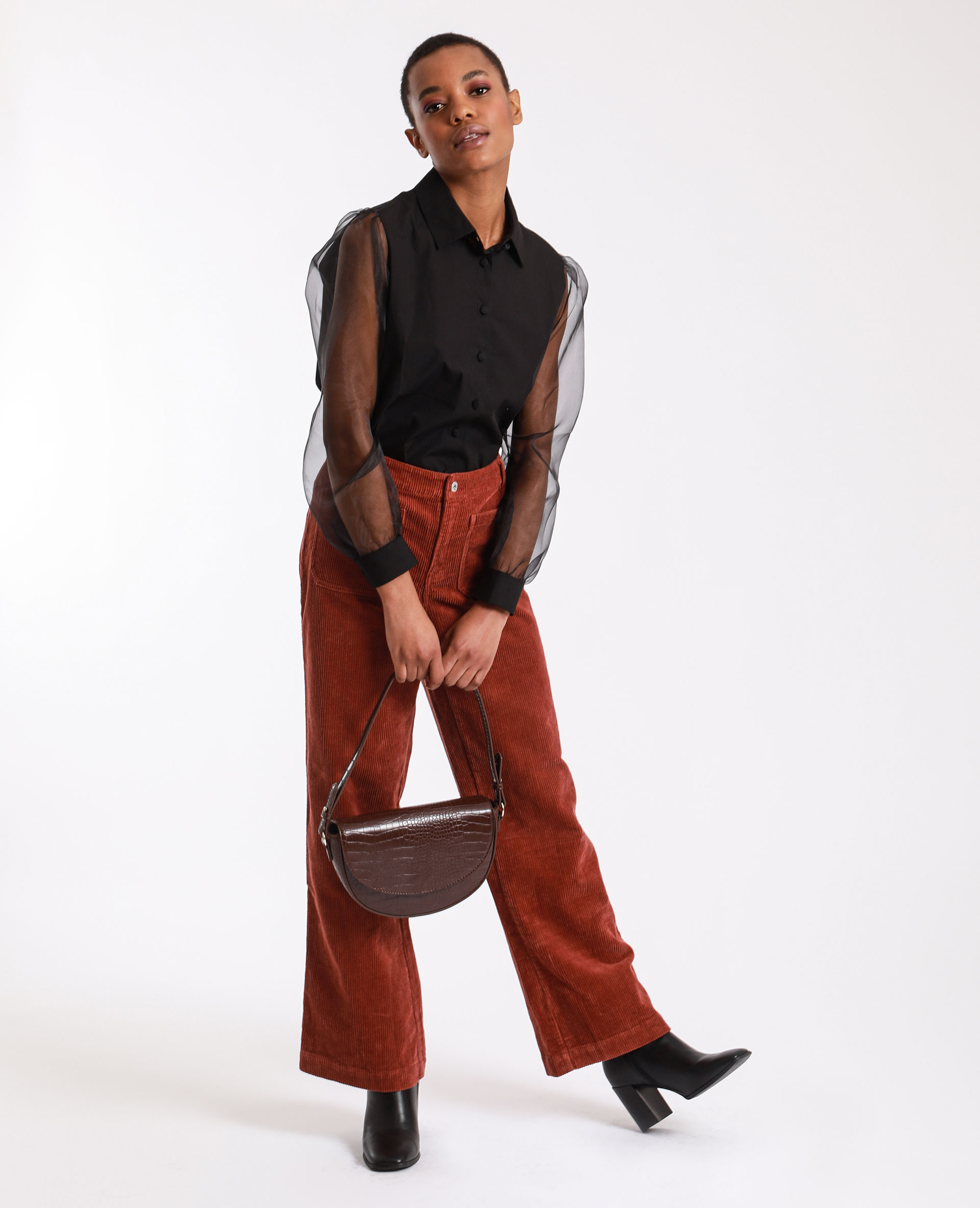 Chemise bi-matière noir - Pimkie