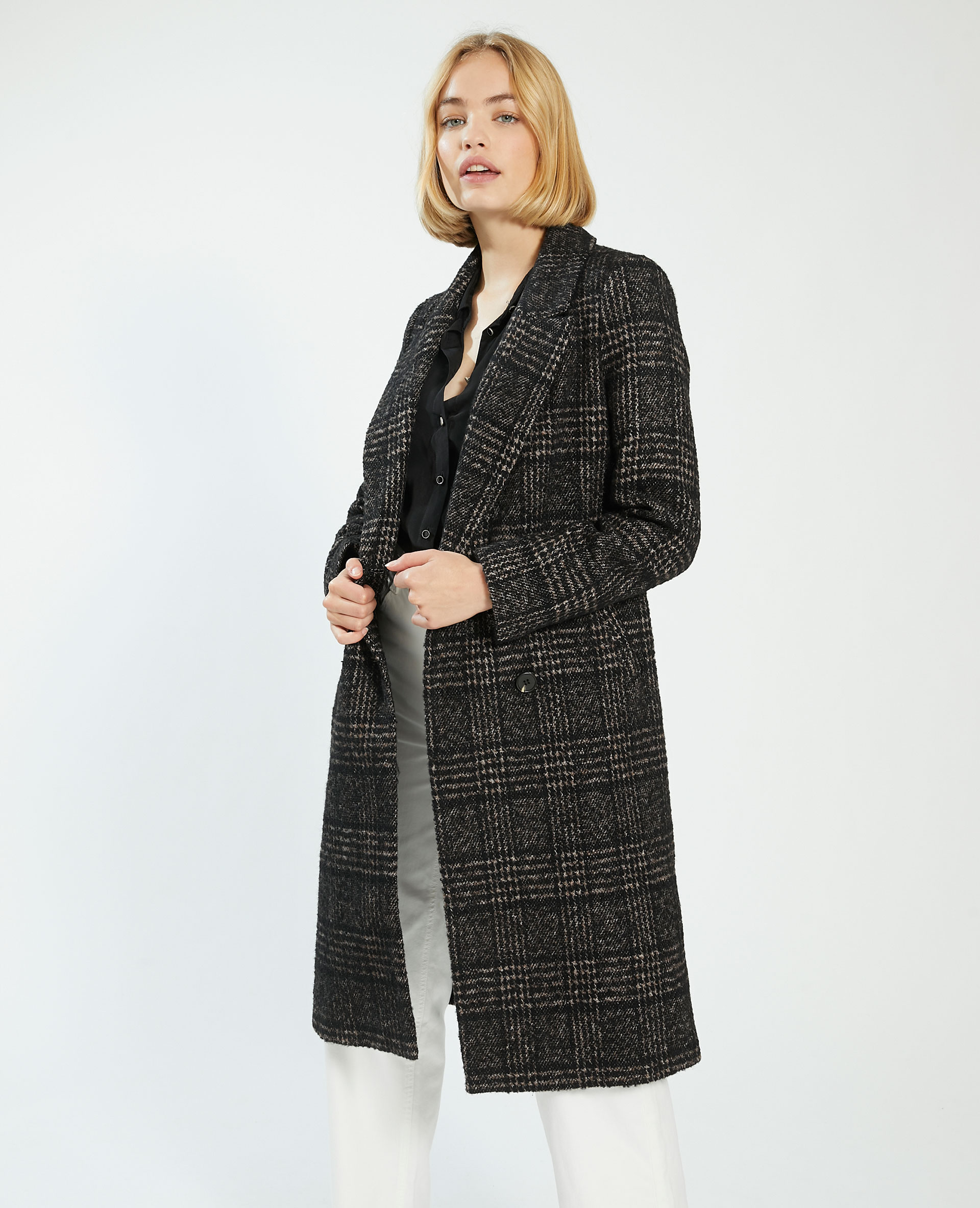 Manteau long avec 50% de laine marron - Pimkie