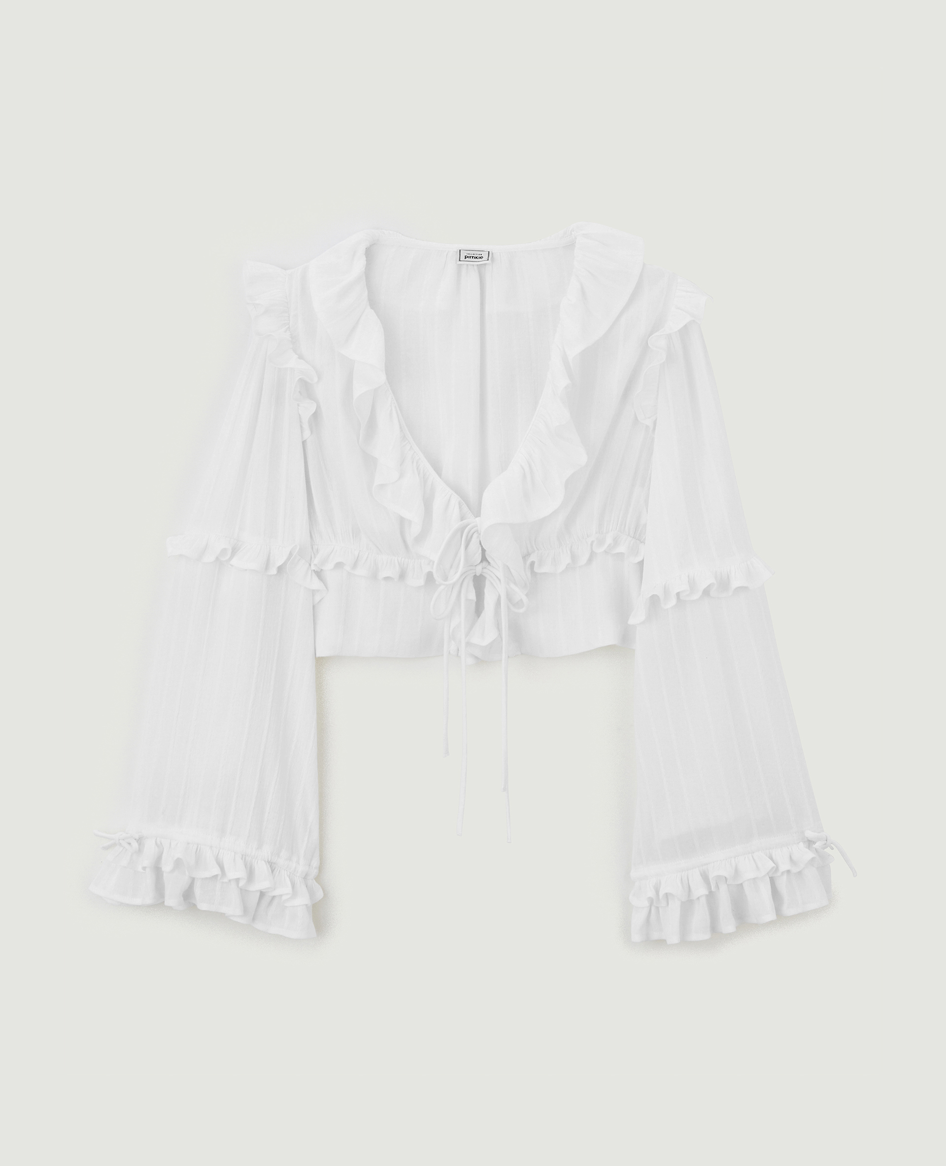 Blouse courte avec volants blanc - Pimkie