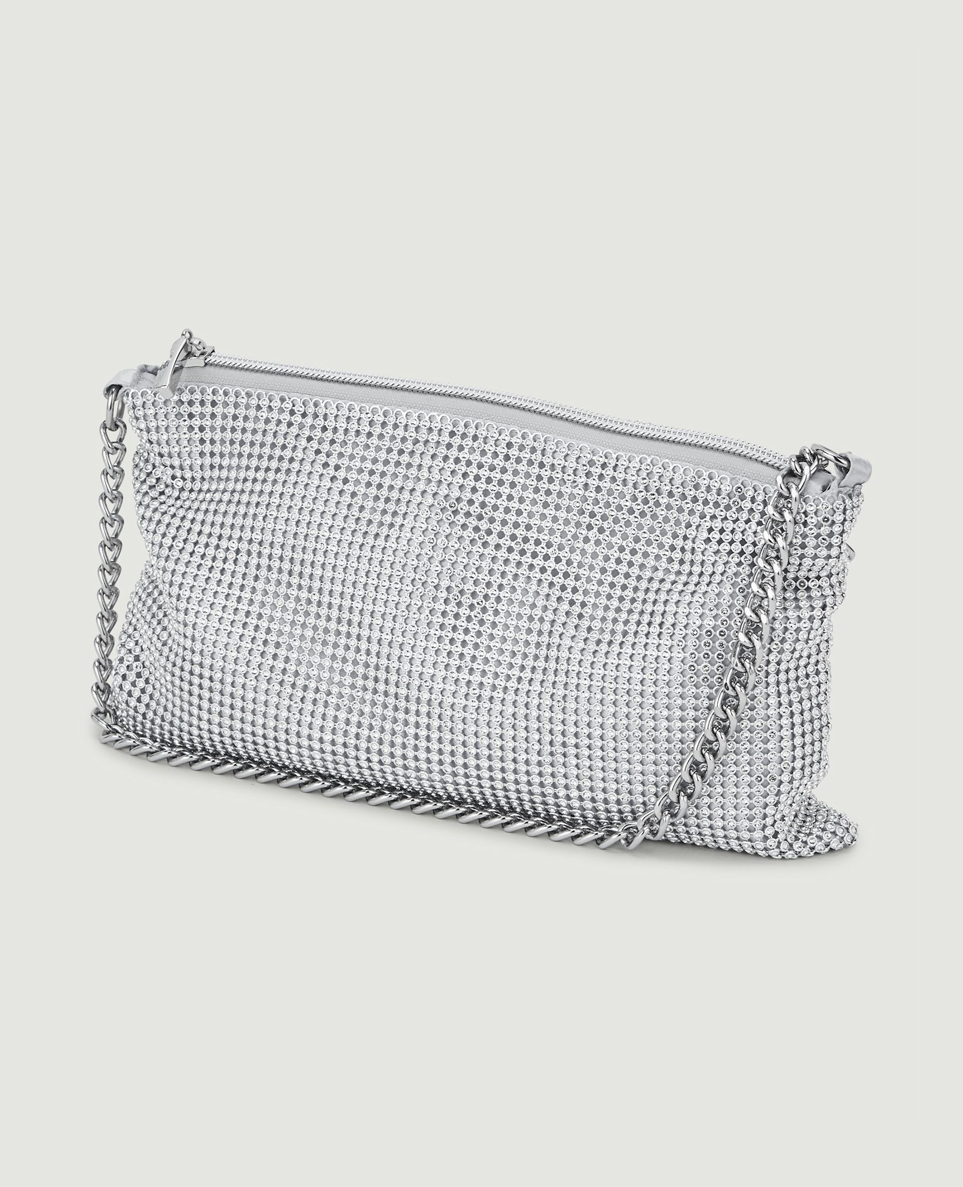 Sac porté épaule en strass argenté - Pimkie