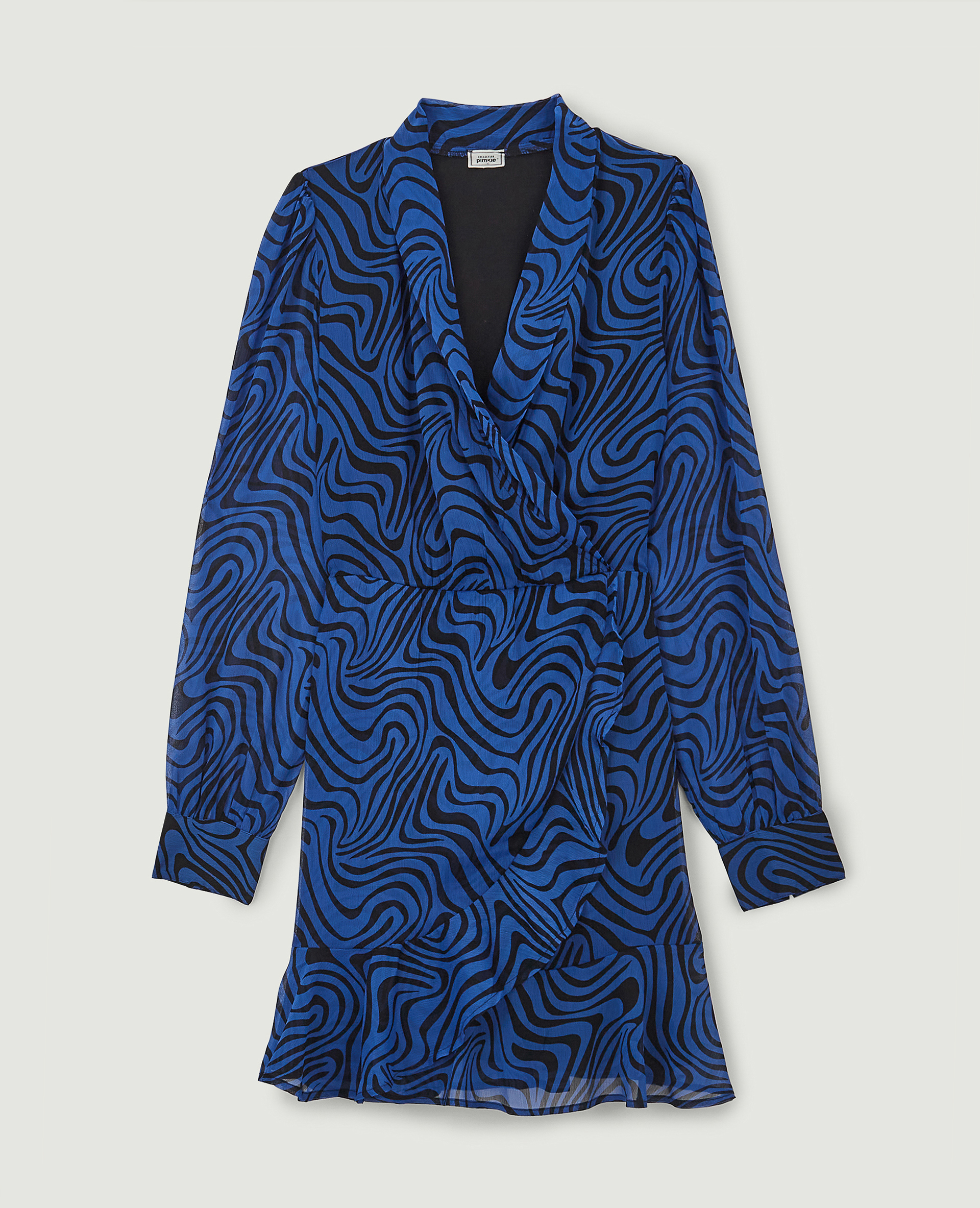Robe cache-cœur avec volants bleu - Pimkie