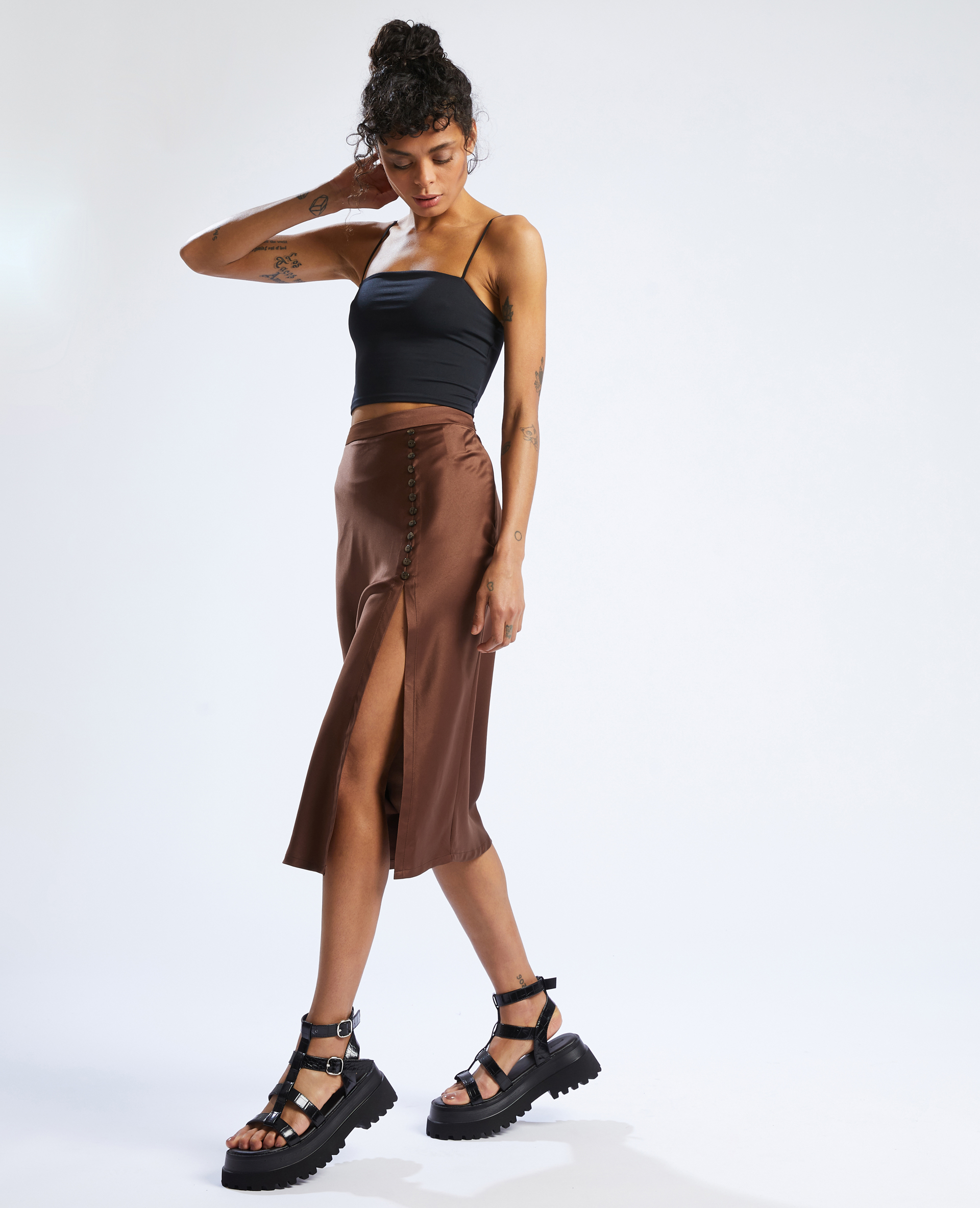Jupe longue marron 2025 chocolat