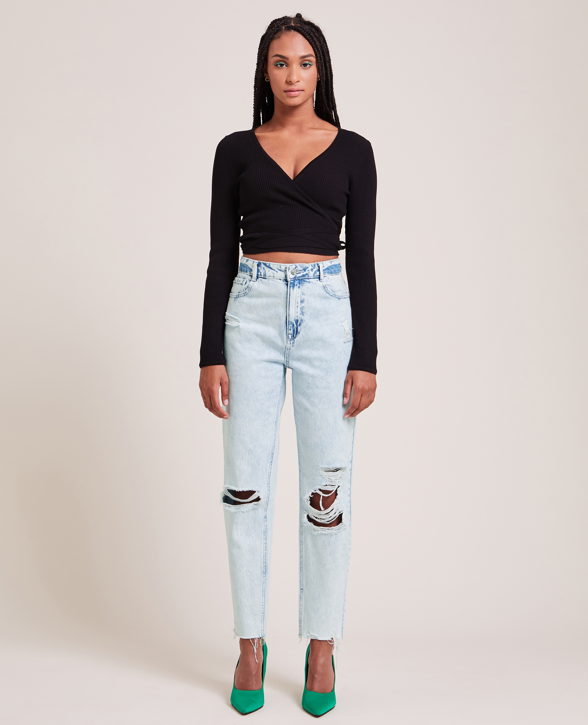 Jean mom trashé bleu clair - Pimkie