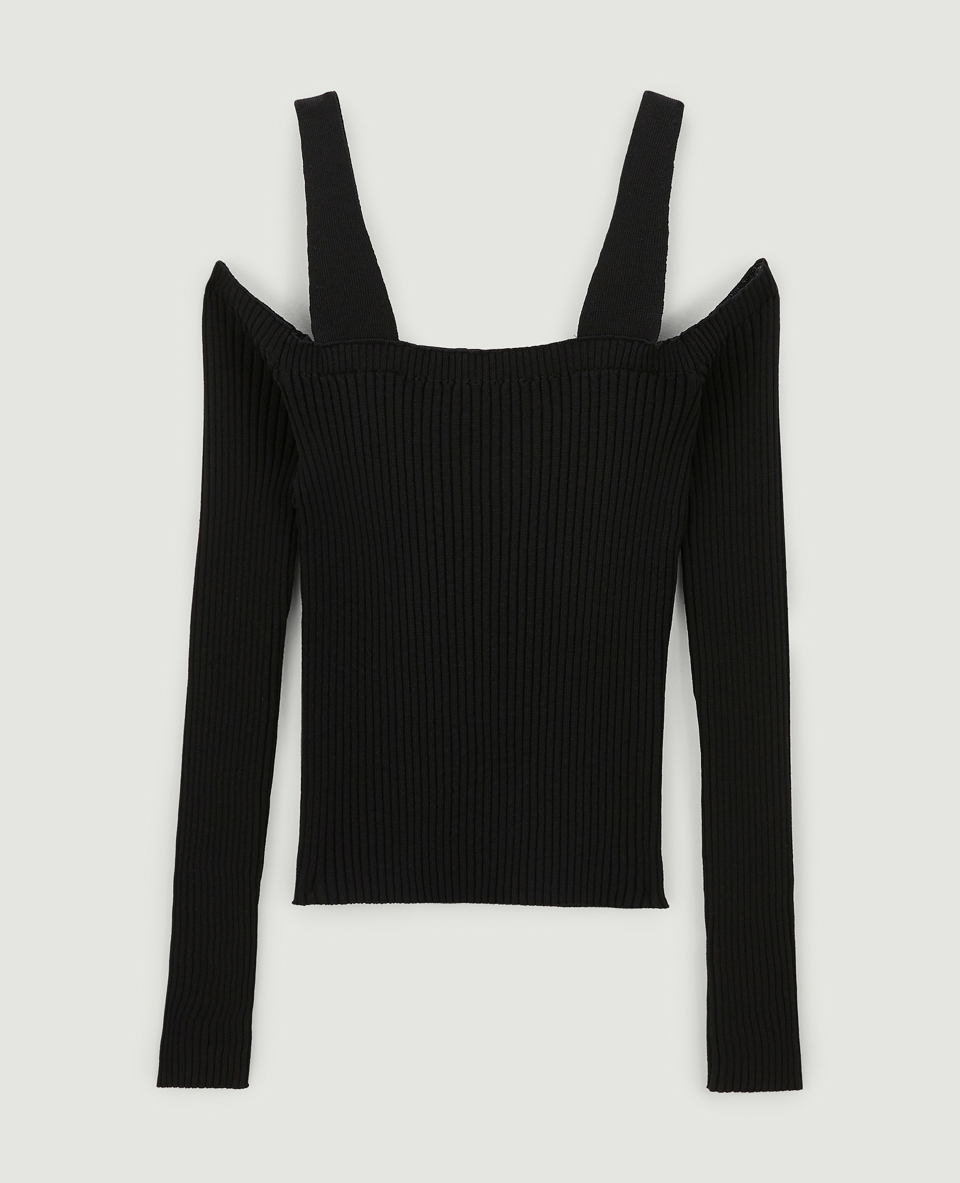 Pull maille côtelée épaules nues noir - Pimkie