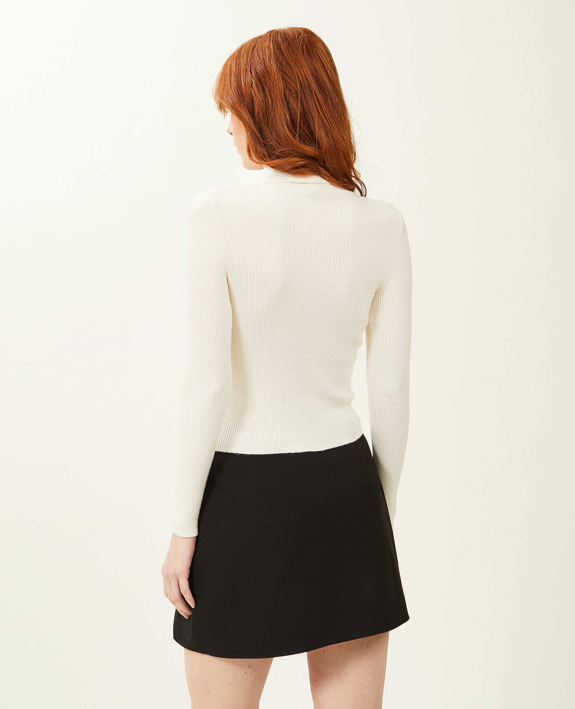 Pull col roulé maille côtelée beige - Pimkie